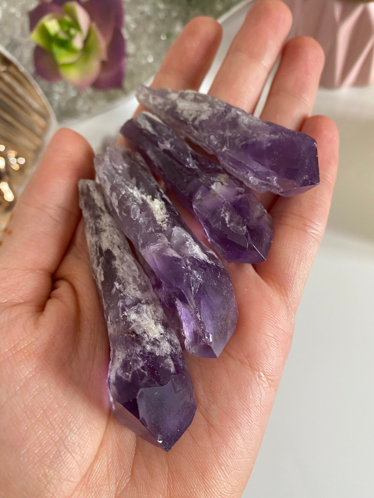 Natural Amethyst Roots, Dark Purple Crystal Points