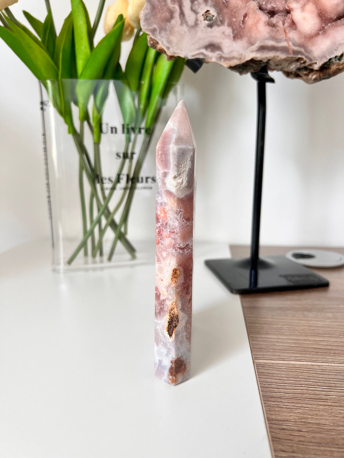 Pink Amethyst Crystal Tower Point, Sparkly Decor (1.2lbs)