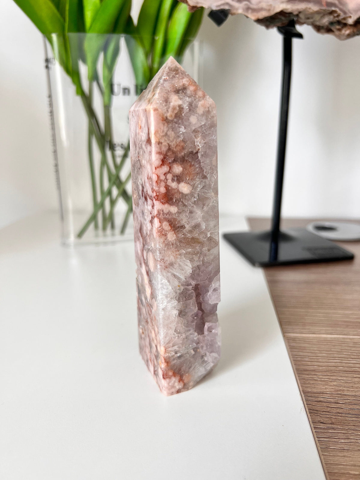 Pink Amethyst Flower Agate Crystal Tower (150mm)