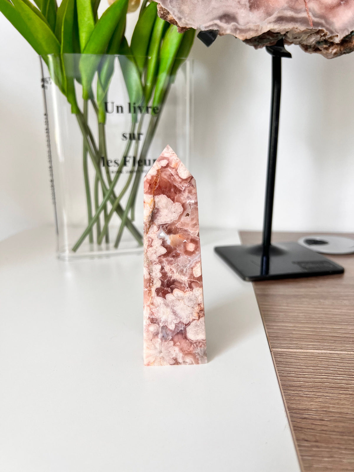 Pink Amethyst Flower Agate Tower: High Quality Crystal Point