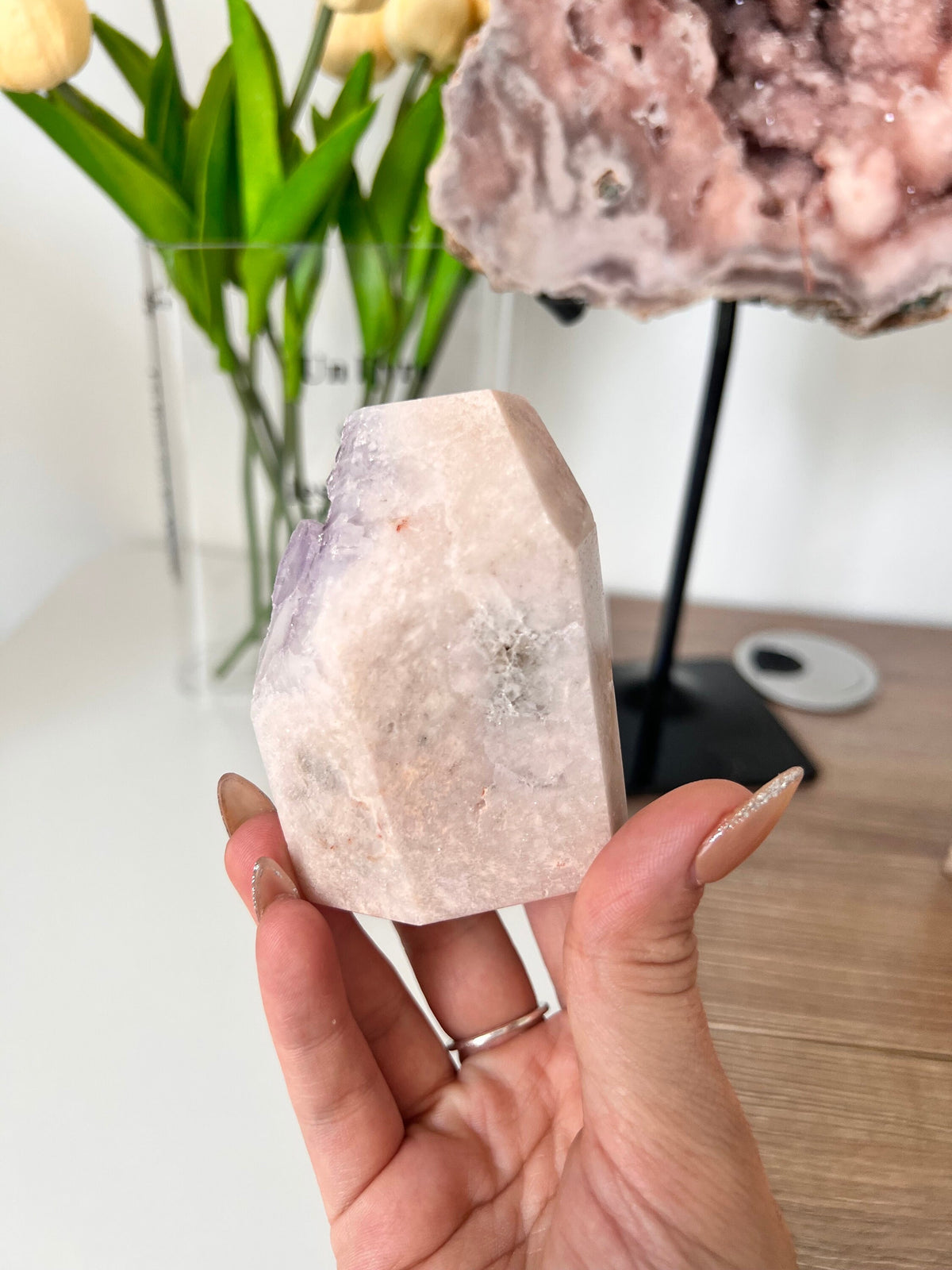 Pink Amethyst Crystal Point, Freeform Display (0.66lbs)