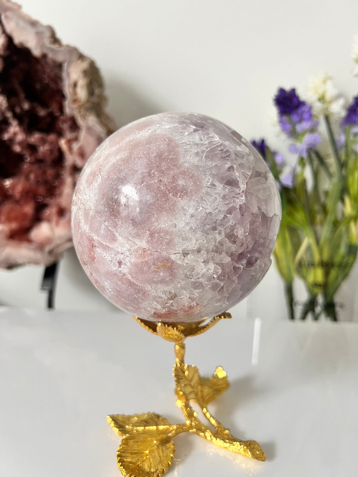 Drusy Pink Amethyst Sphere, Quartz Crystal (1516g)