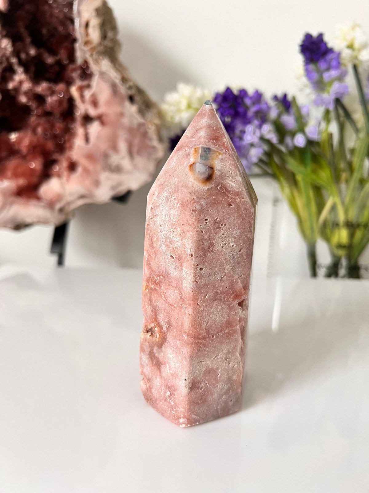 Pink Amethyst Tower with Drusy Pockets