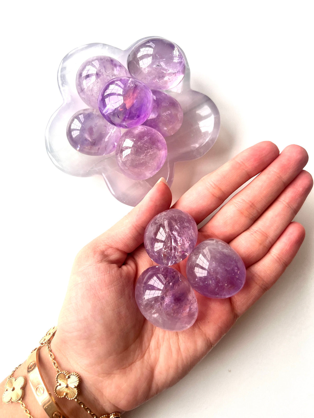 Gemmy Tumbled Amethyst Crystals, Some Smokey (34mm)