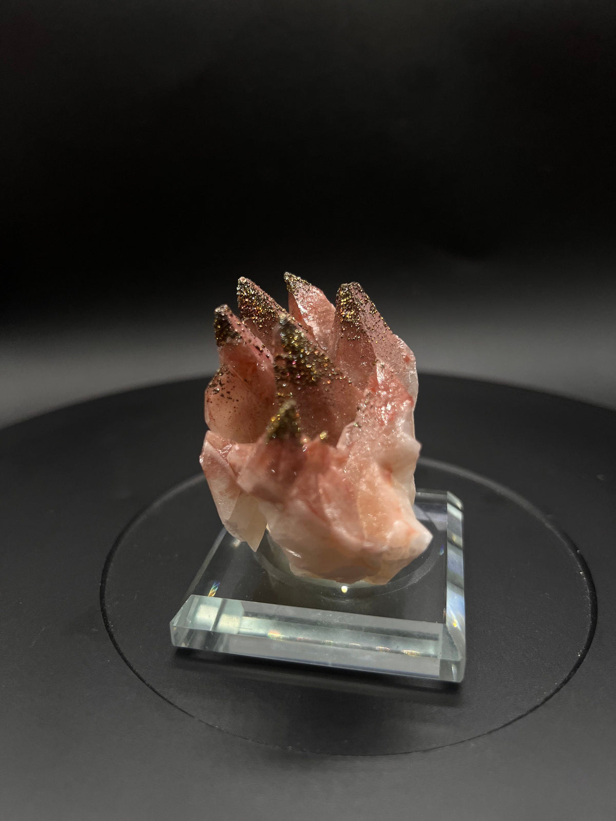 Calcite Iridescent Chalcopyrite dust