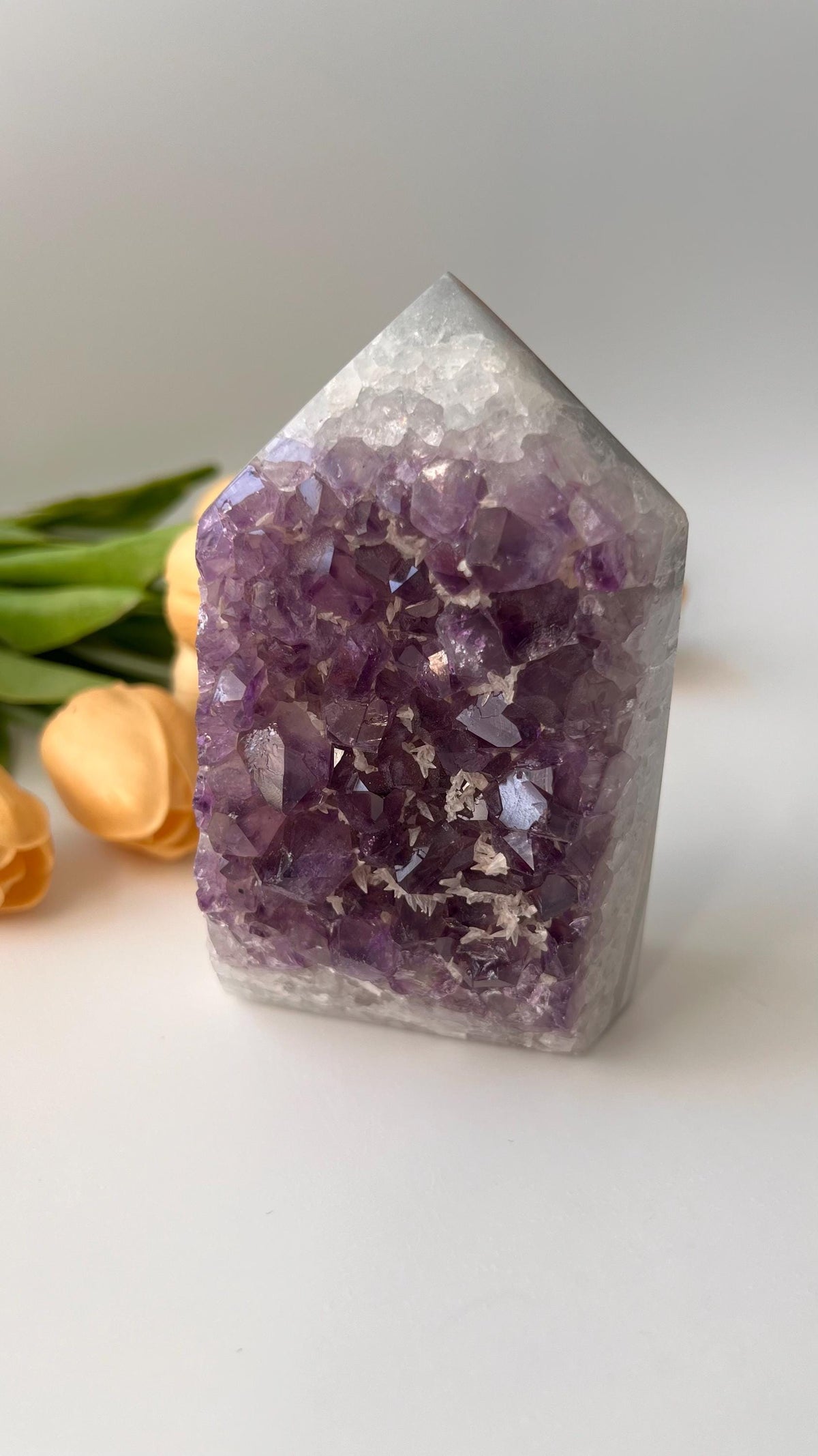 Natural Drusy Amethyst Tower with Orca Agate