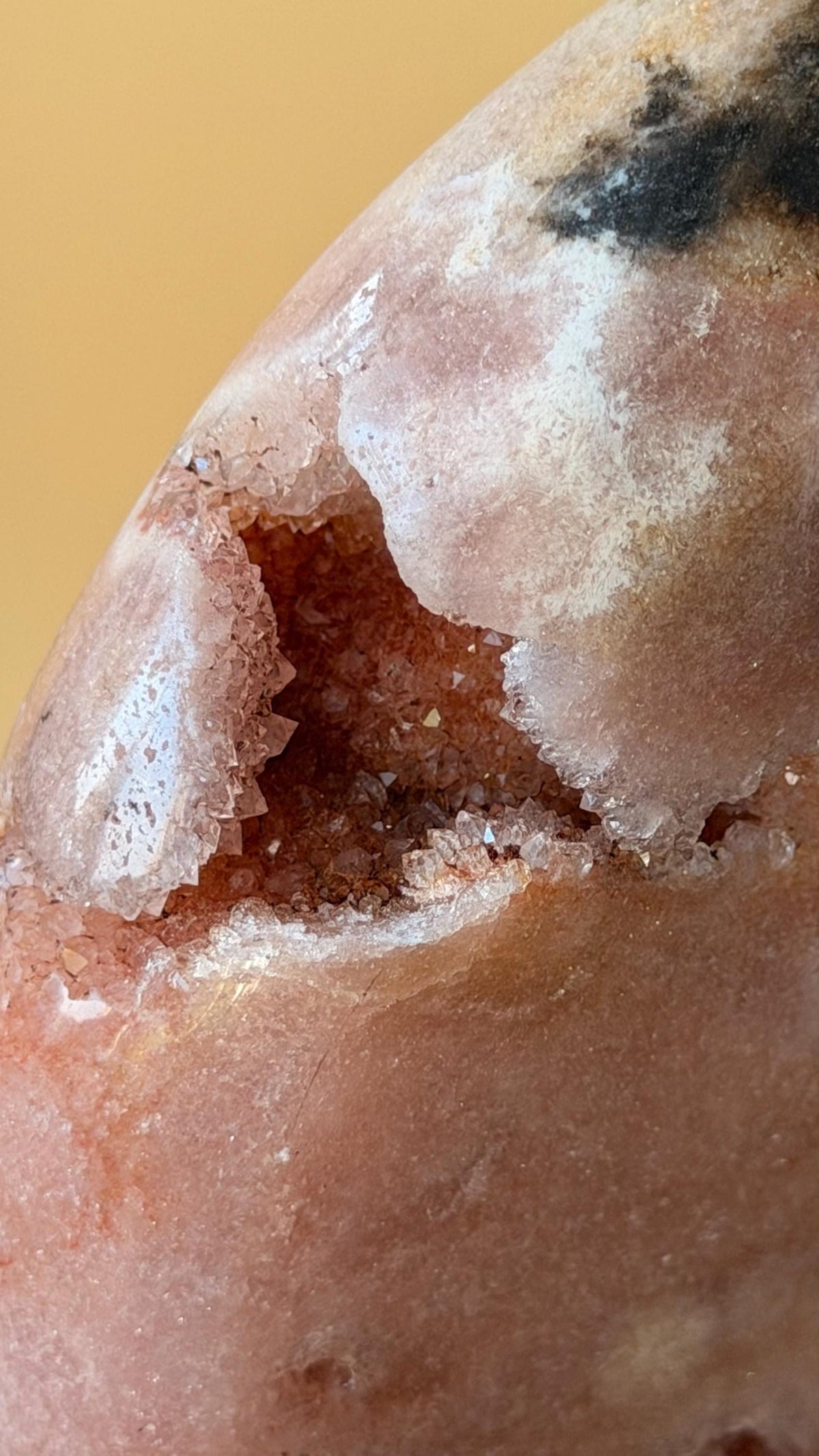 Pink Amethyst moon on a golden stand