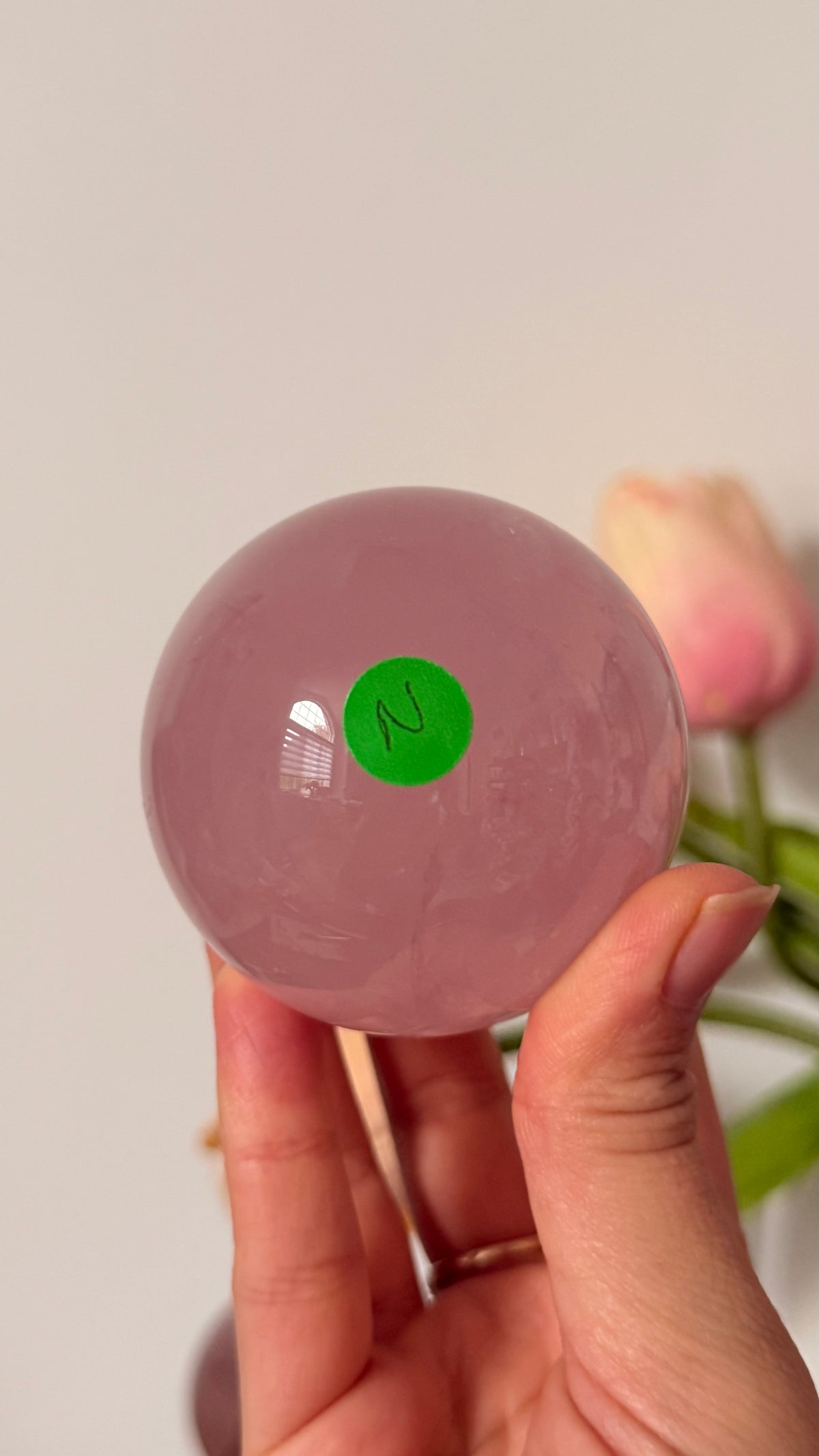 Gemmy star “milky” Rose Quartz Sphere – Madagascar #N