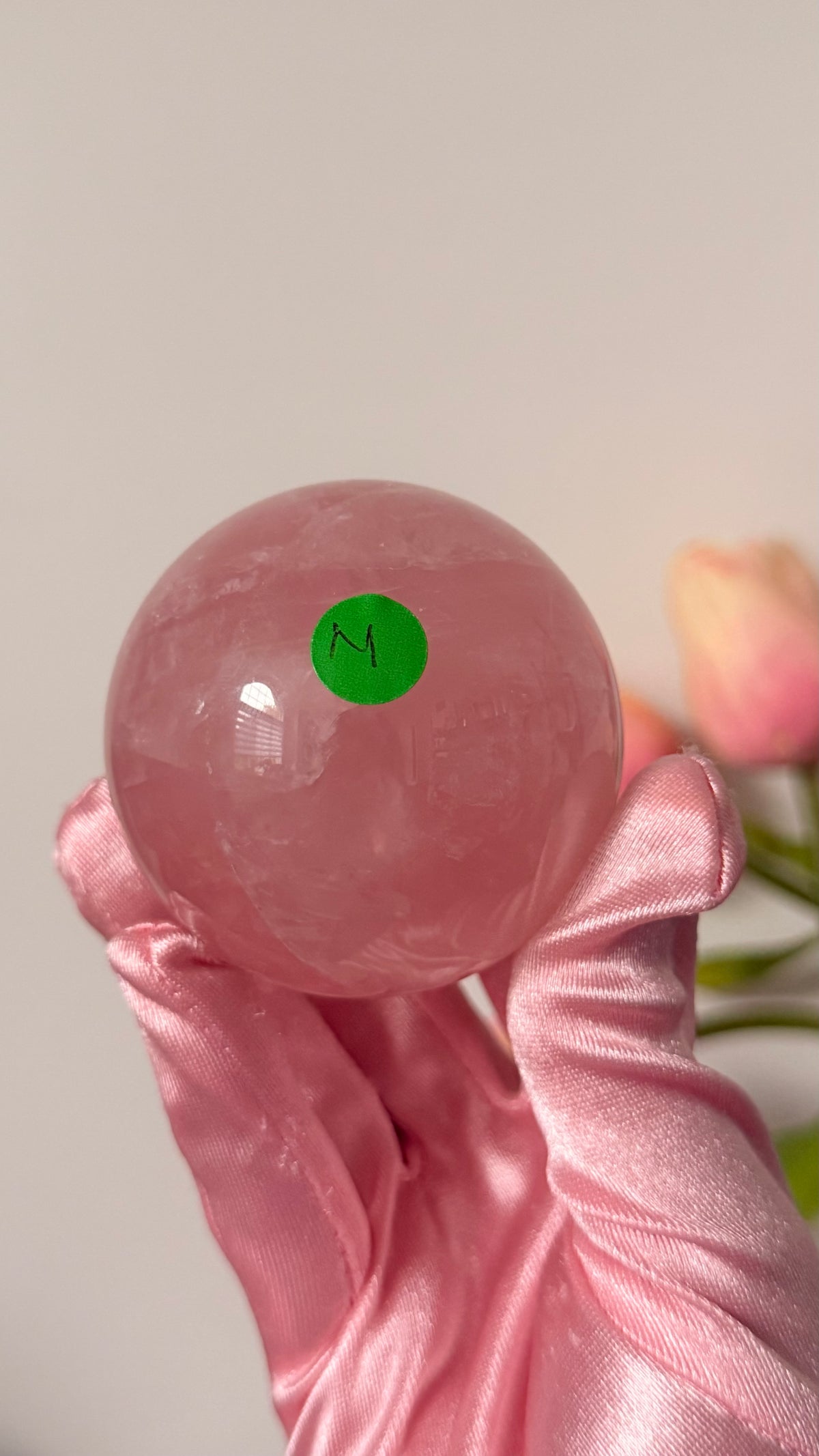 Gemmy pastel pink Rose Quartz Sphere – Madagascar #M