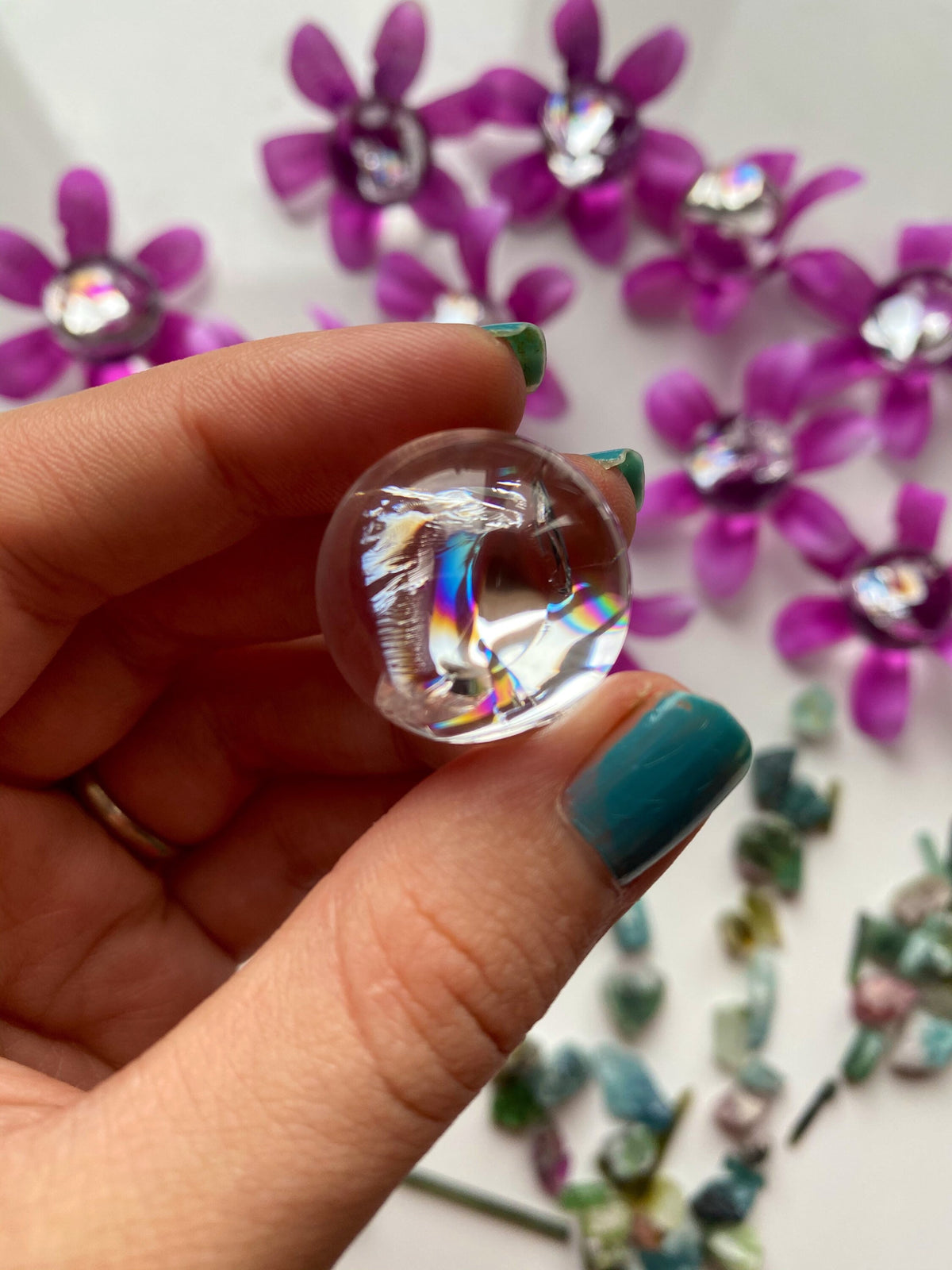 RAINBOW high quality mini Clear Quartz Spheres/ Smoky Quartz Ball/ Smokey Quartz crystal