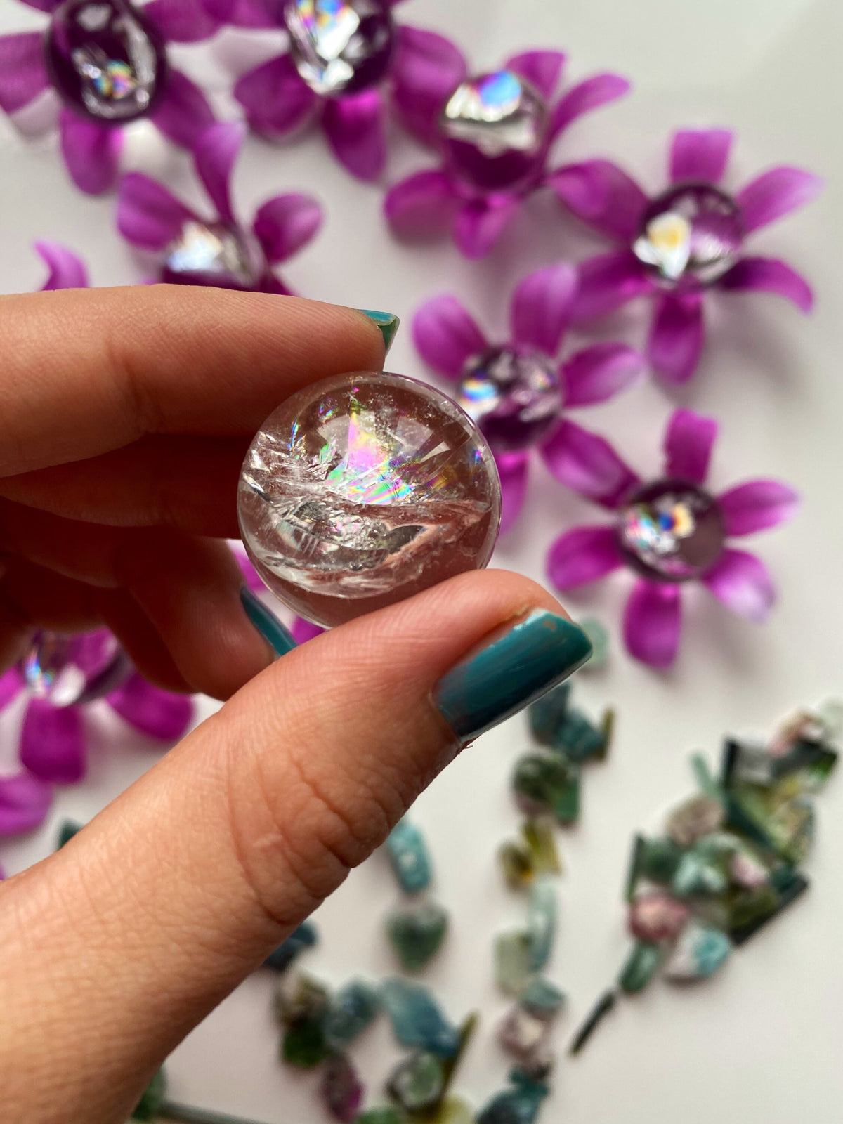 RAINBOW high quality mini Clear Quartz Spheres/ Smoky Quartz Ball/ Smokey Quartz crystal