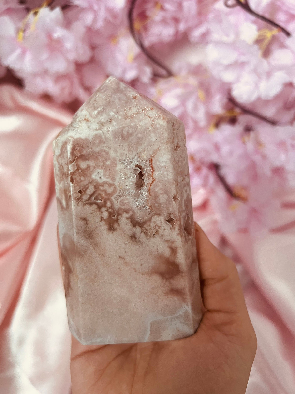 Sparkly Pink Amethyst Tower with Drusy Quartz Pocket
