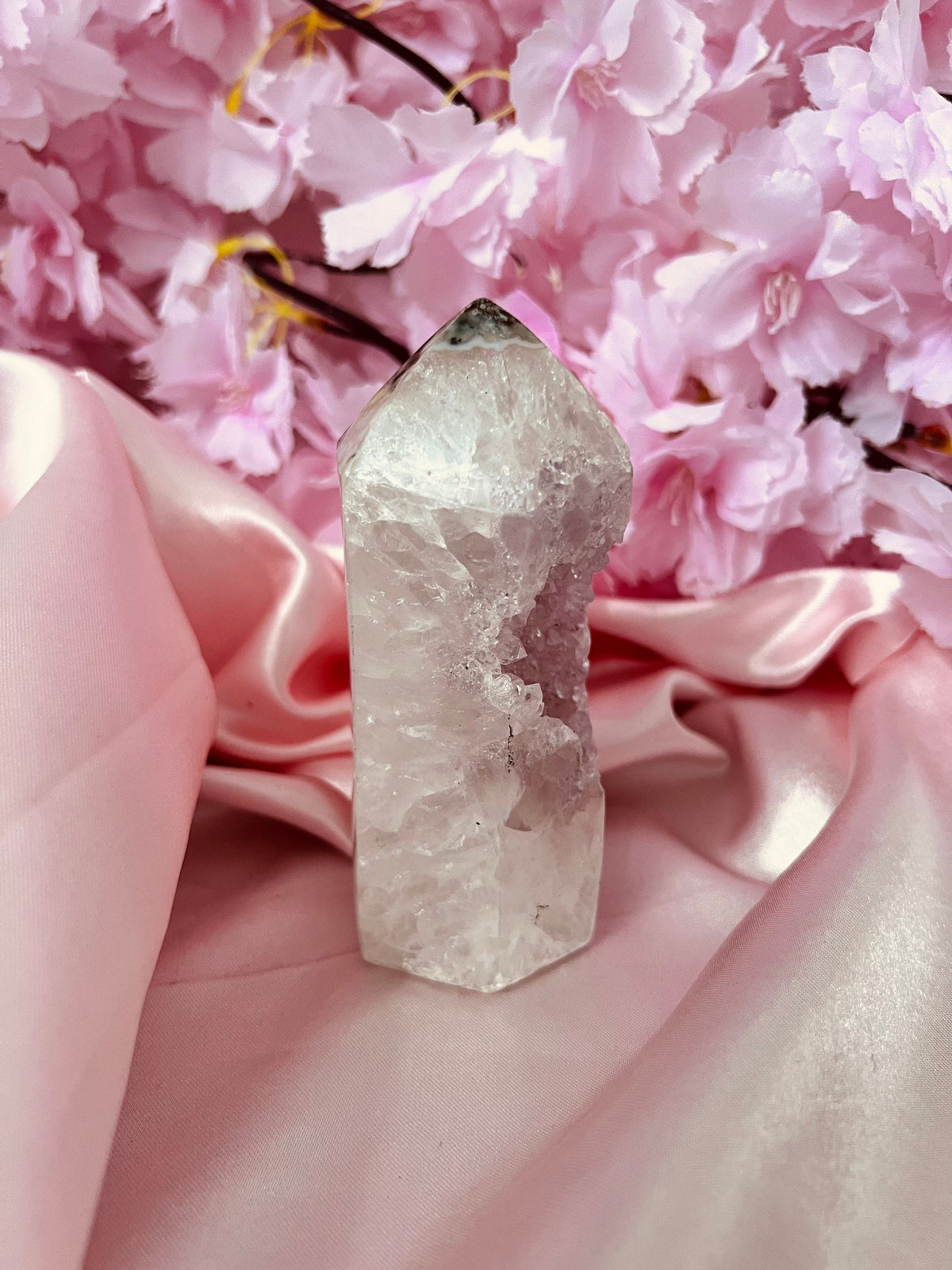 Drusy Amethyst Quartz Tower, Sparkly Crystal Point