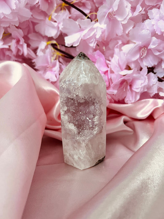 Drusy Amethyst Quartz Tower, Sparkly Crystal Point