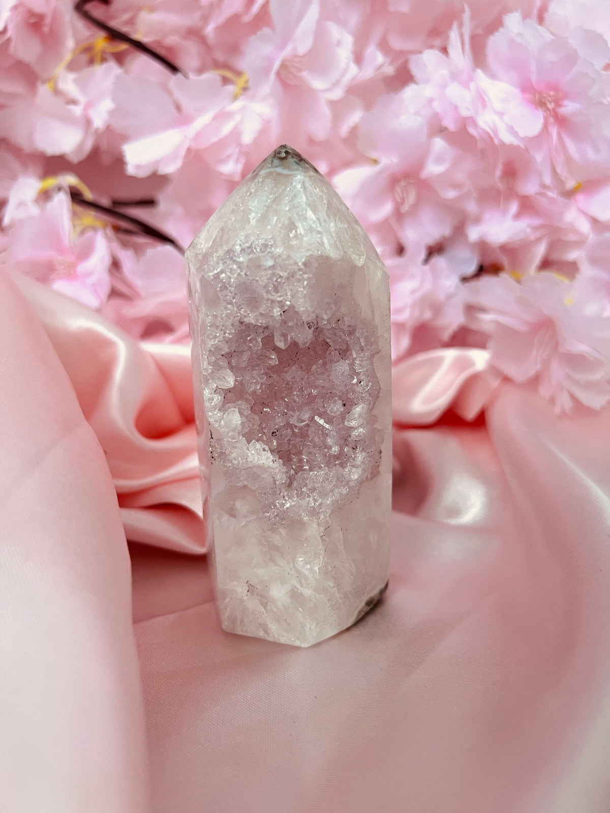 Drusy Amethyst Quartz Tower, Sparkly Crystal Point