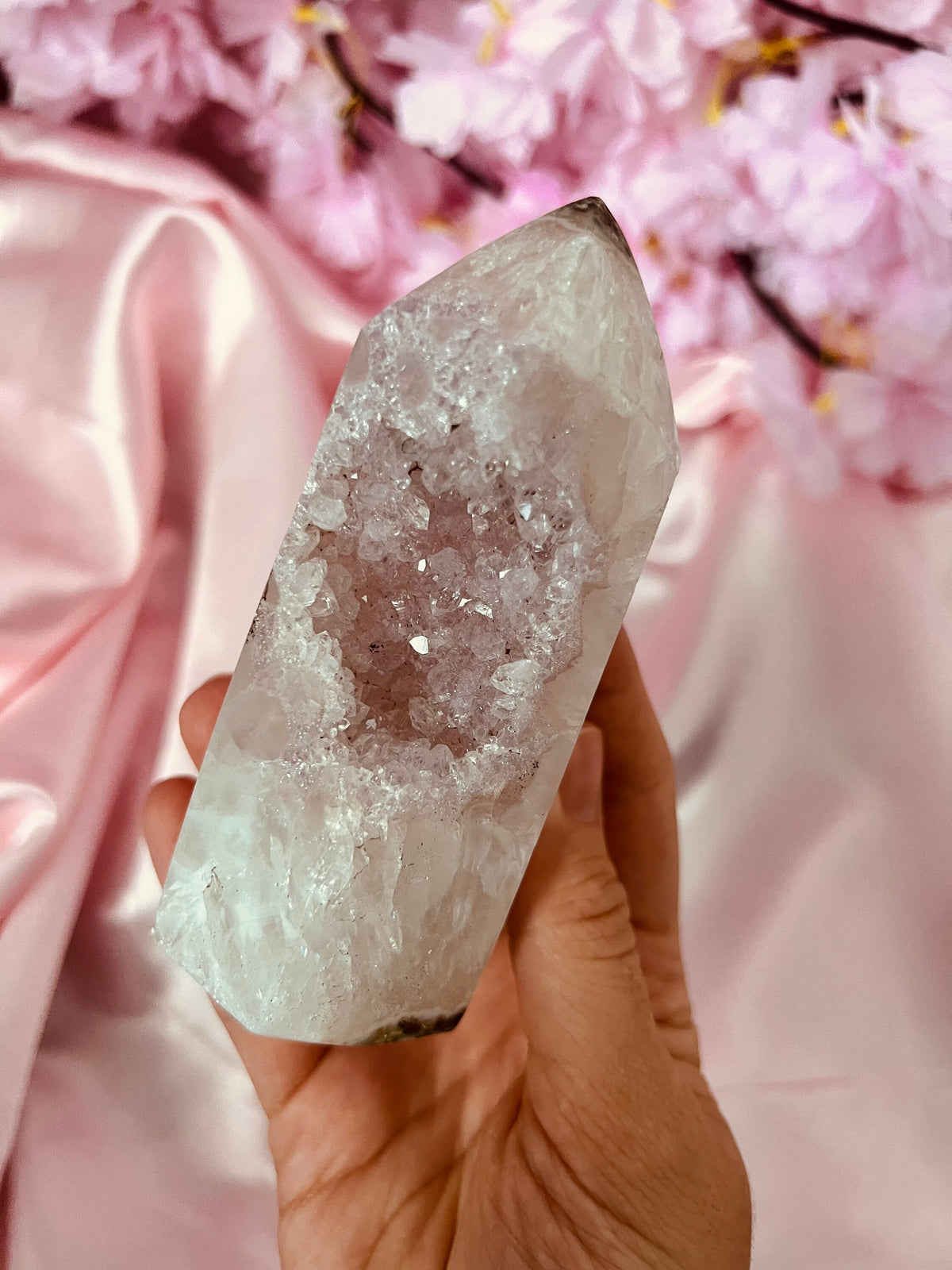 Drusy Amethyst Quartz Tower, Sparkly Crystal Point