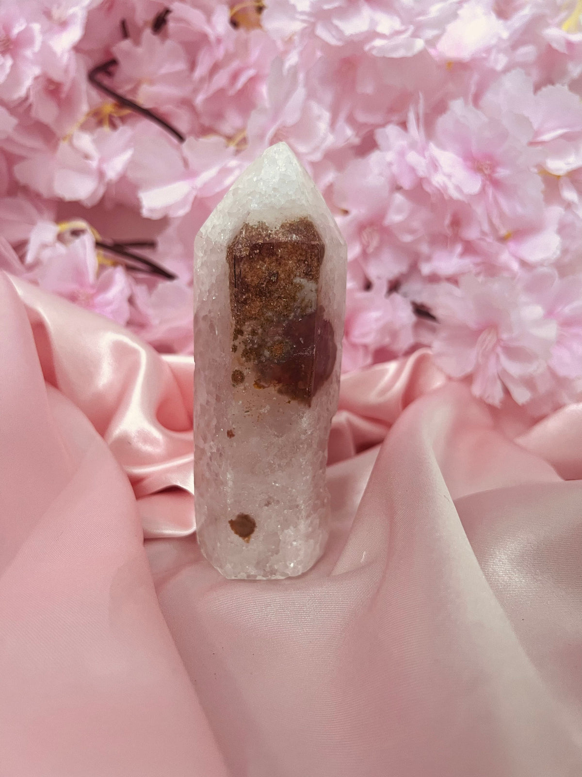 Sparkly Pink Amethyst Quartz Tower, Drusy Pocket