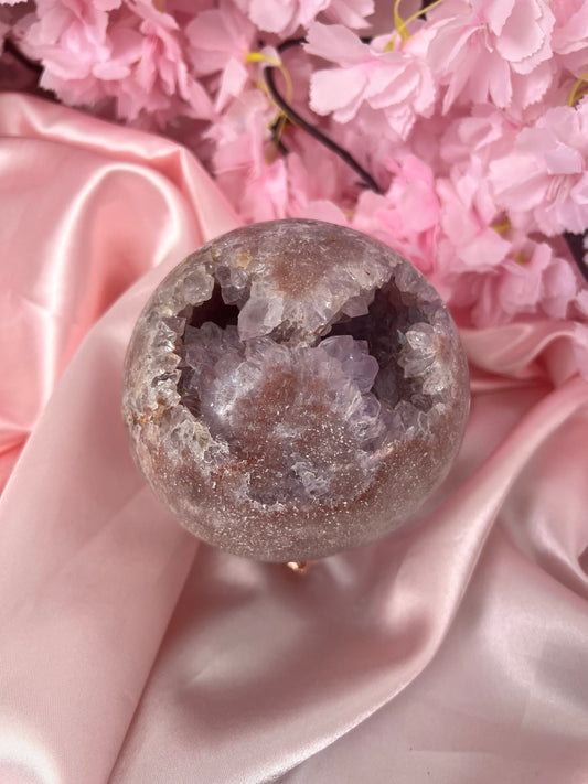 XL Drusy Pink Amethyst sphere
