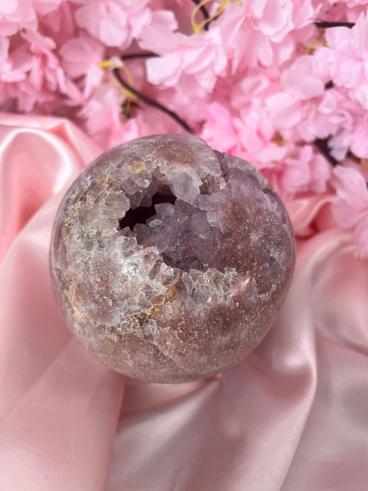 XL Drusy Pink Amethyst sphere