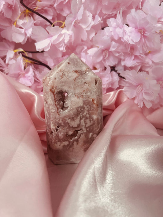 Sparkly Pink Amethyst Tower with Drusy Quartz Pocket