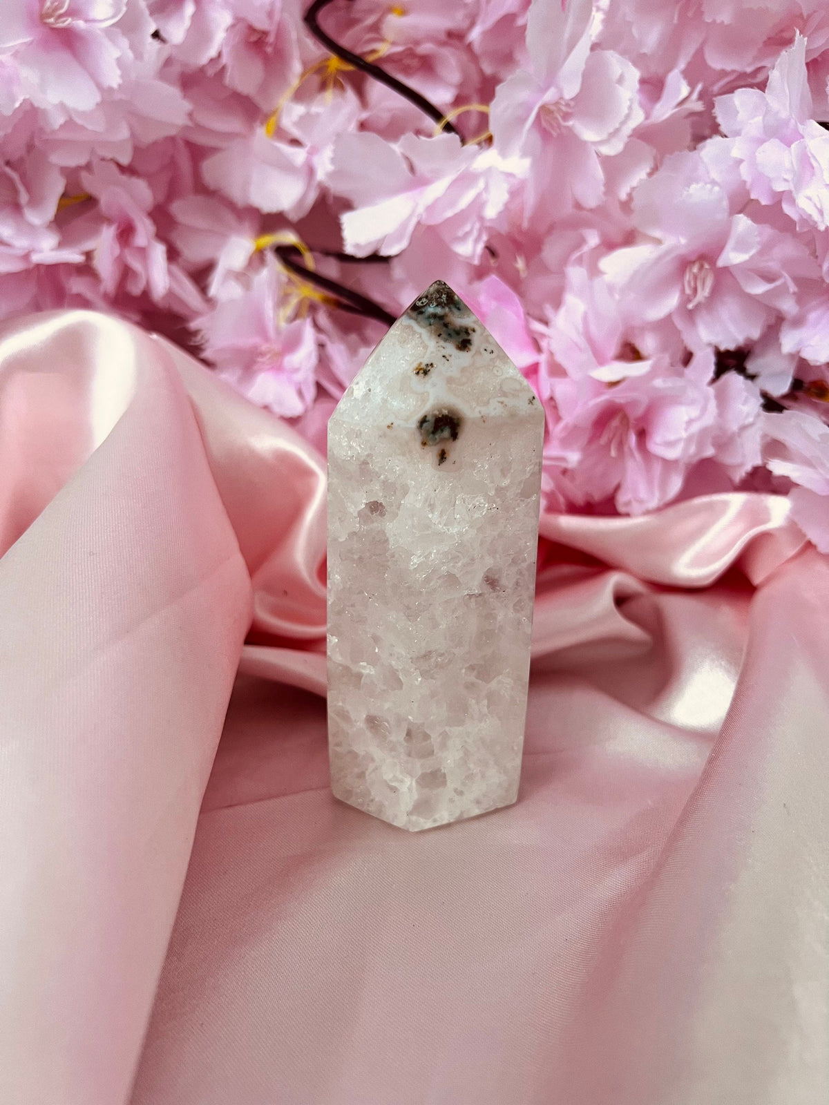 Drusy Amethyst Quartz Tower, Sparkly Crystal Point