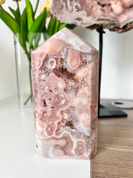 drusy Pink Amethyst Crystal Tower / Pink Amethyst tower / High Quality Pink Amethyst / Pink amethyst sphere