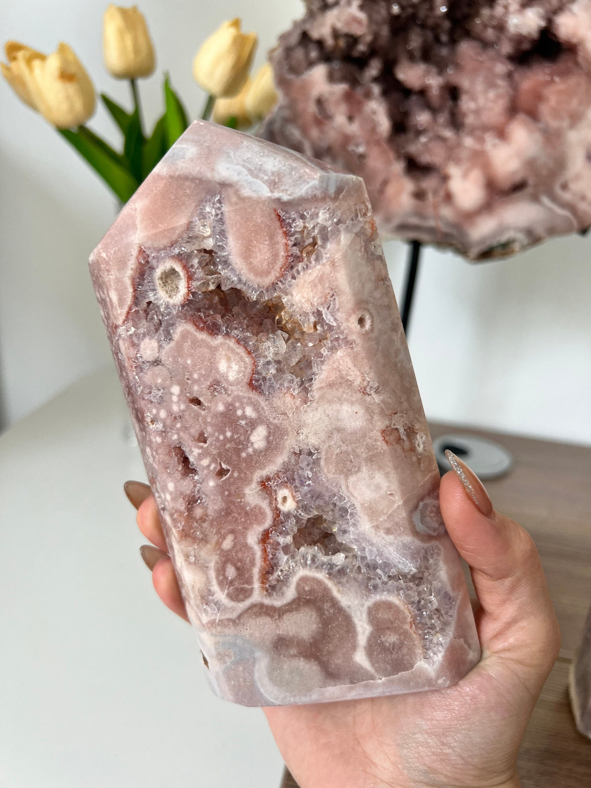 drusy Pink Amethyst Crystal Tower / Pink Amethyst tower / High Quality Pink Amethyst / Pink amethyst sphere