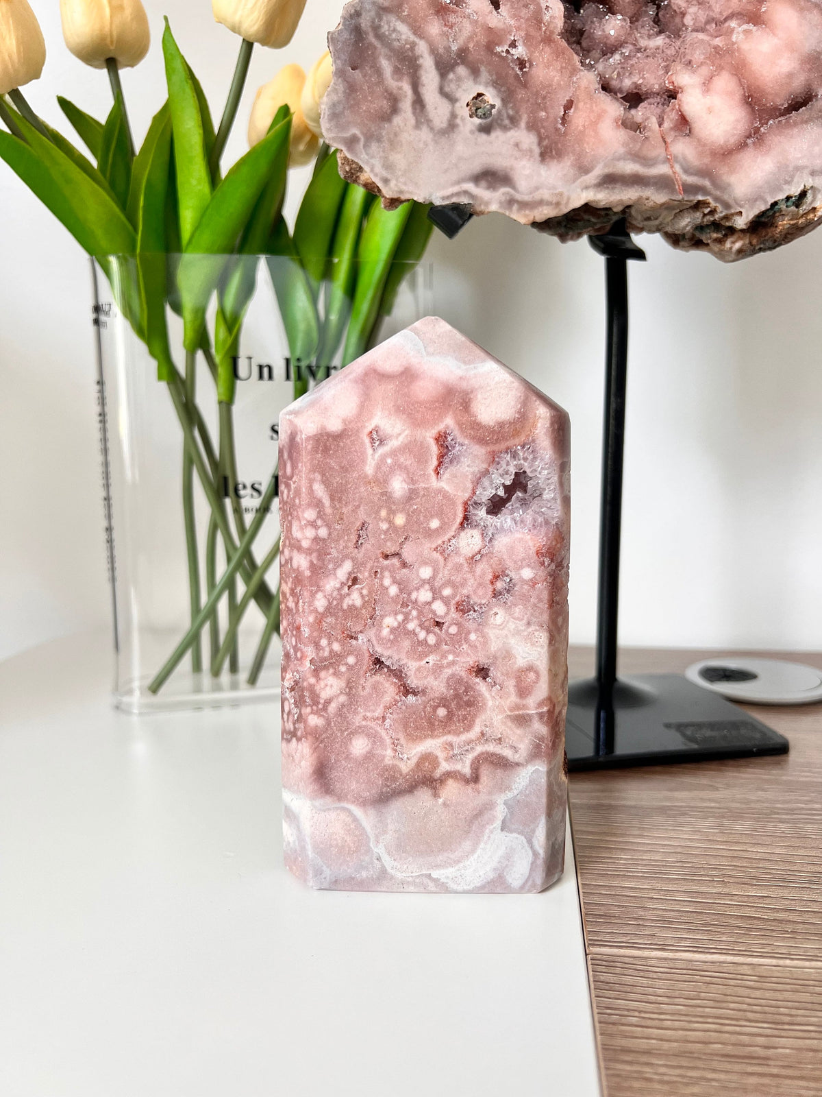 Pink Amethyst Crystal Tower Point, Sparkly Decor (1.2lbs)