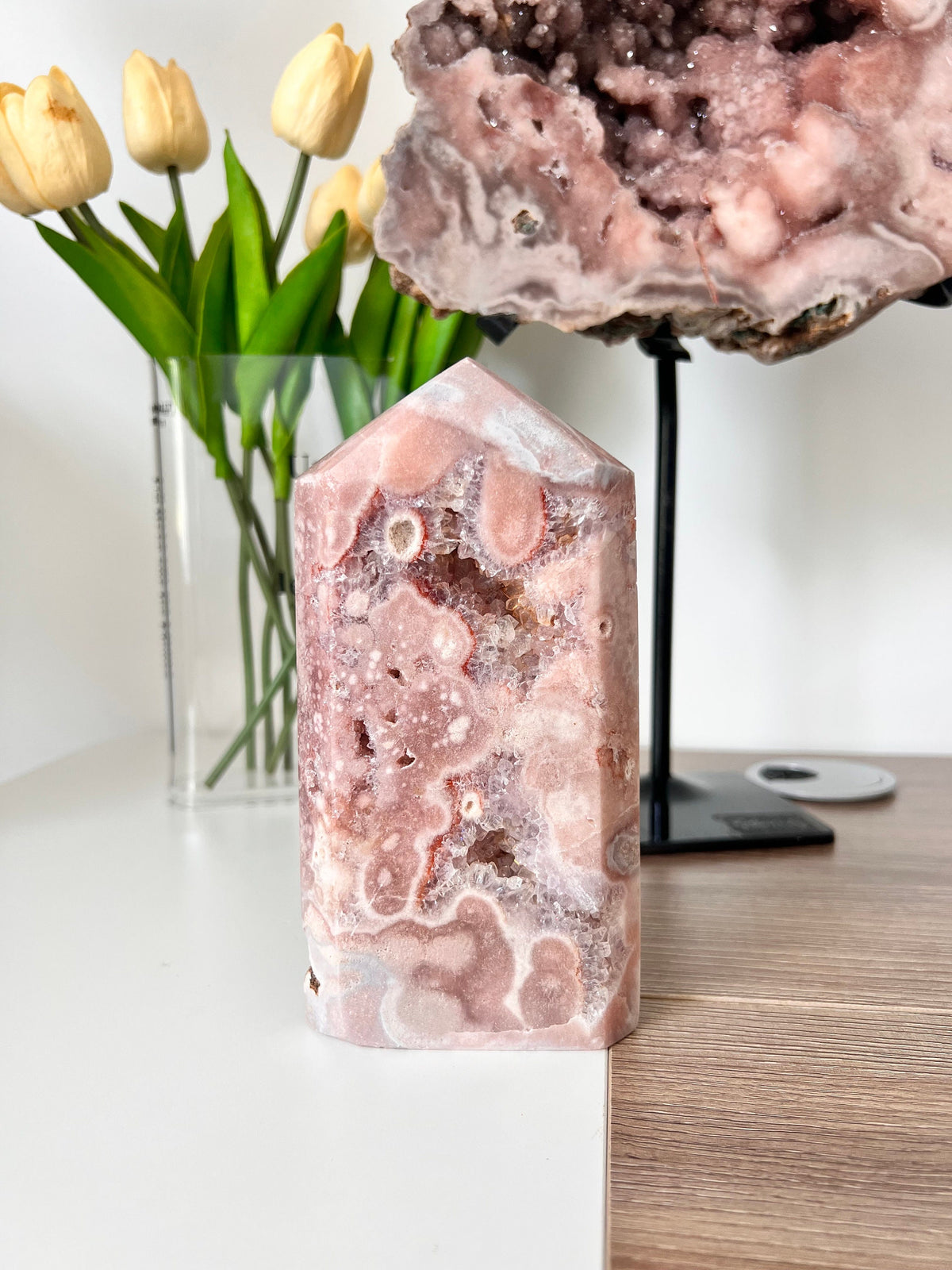 drusy Pink Amethyst Crystal Tower / Pink Amethyst tower / High Quality Pink Amethyst / Pink amethyst sphere