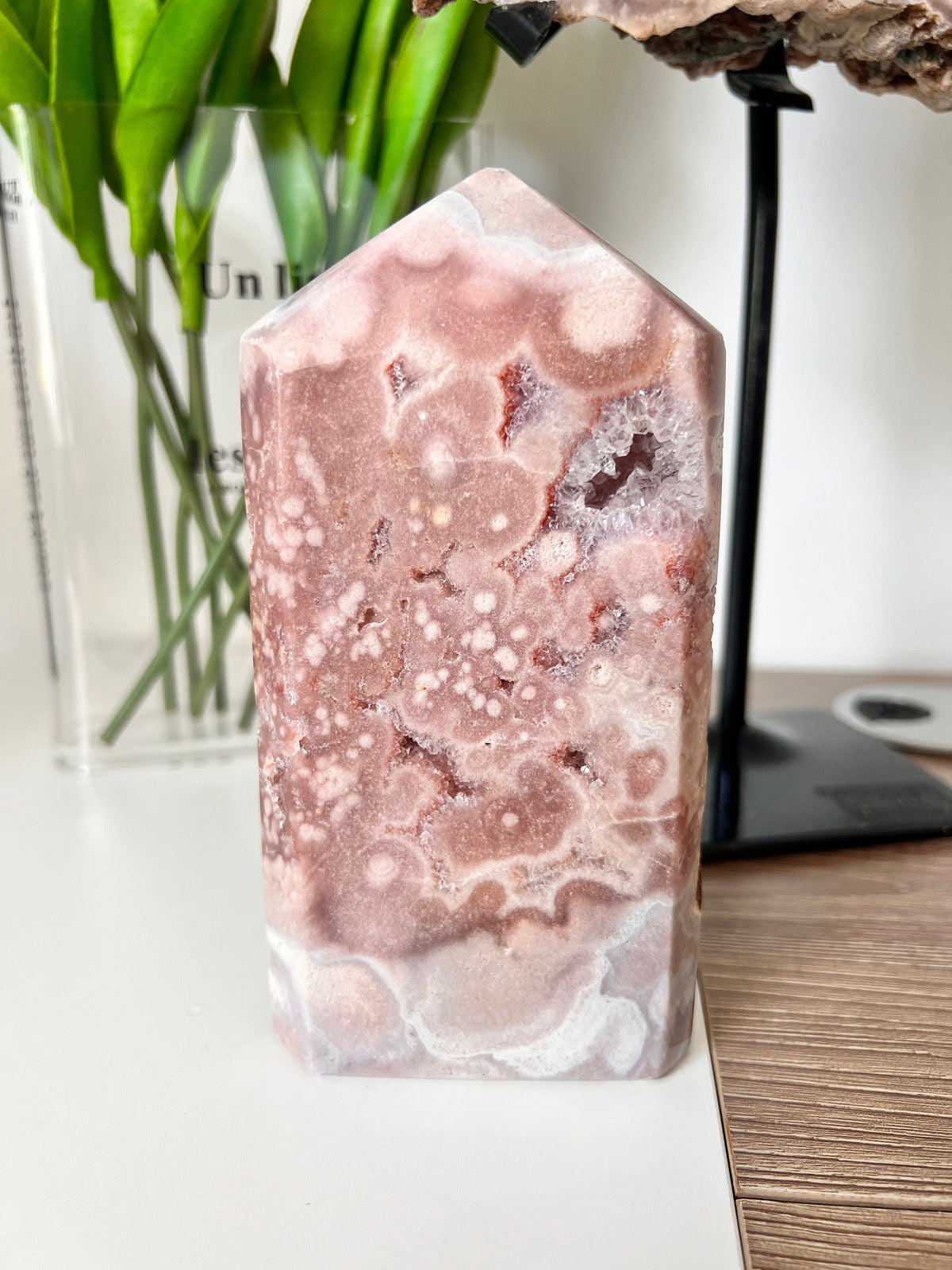 Pink Amethyst Crystal Tower Point, Sparkly Decor (1.2lbs)
