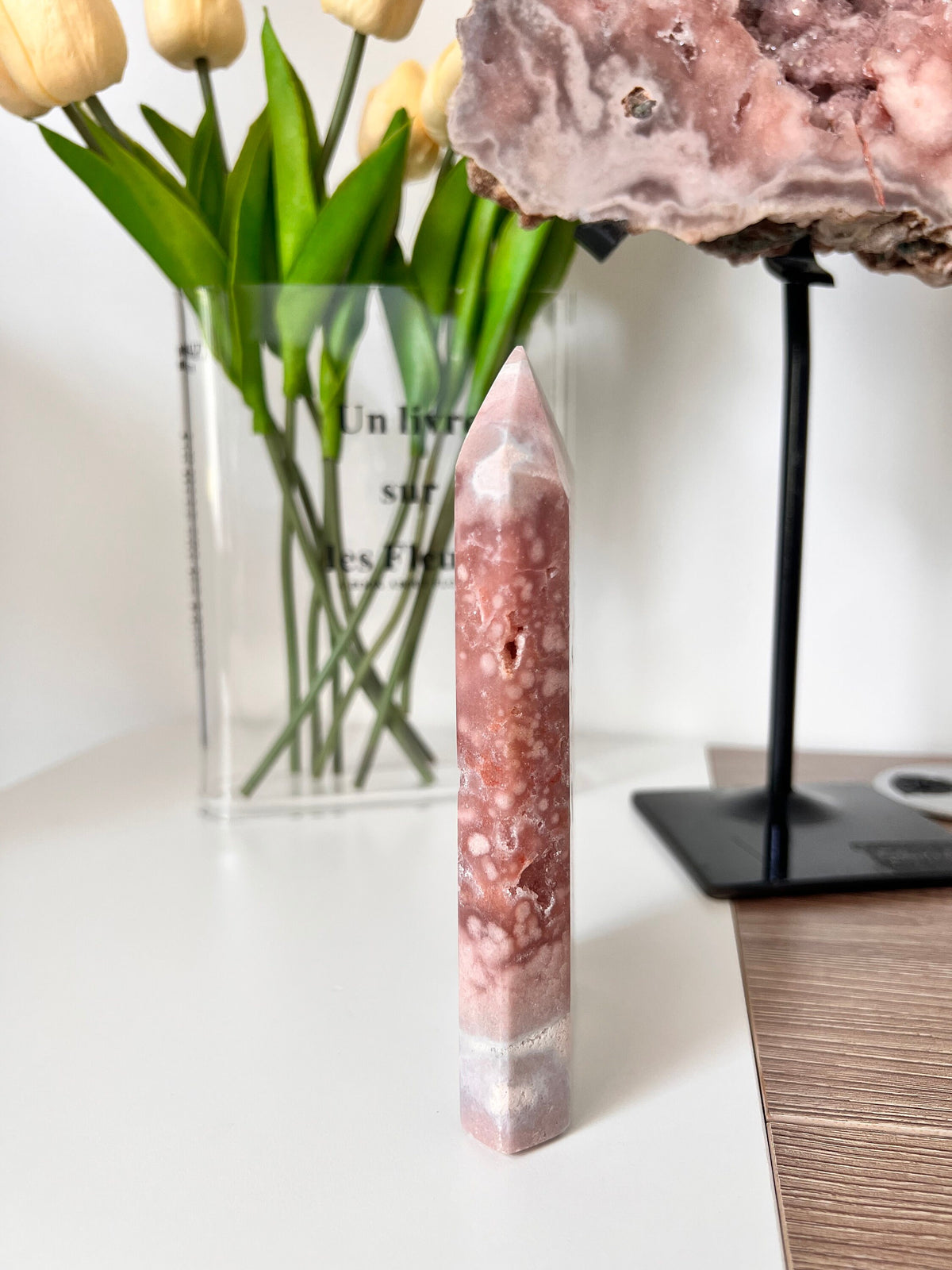 Pink Amethyst Crystal Tower Point, Sparkly Decor (1.2lbs)