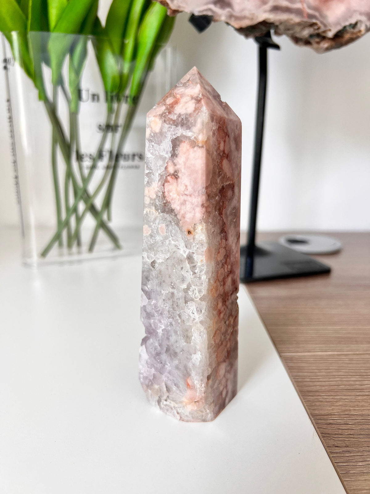 Pink Amethyst Flower Agate Crystal Tower (150mm)