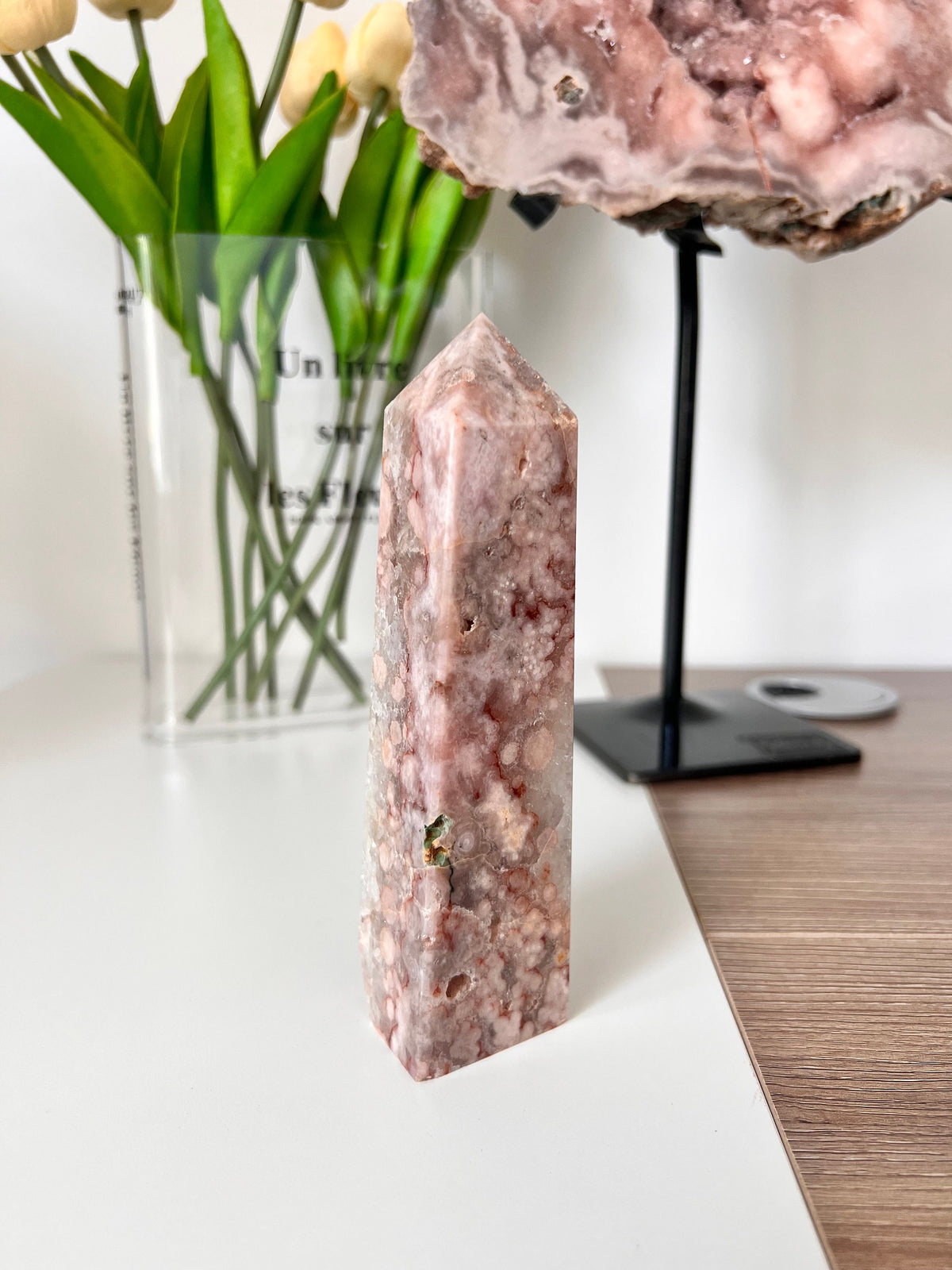 Pink Amethyst Flower Agate Crystal Tower (150mm)