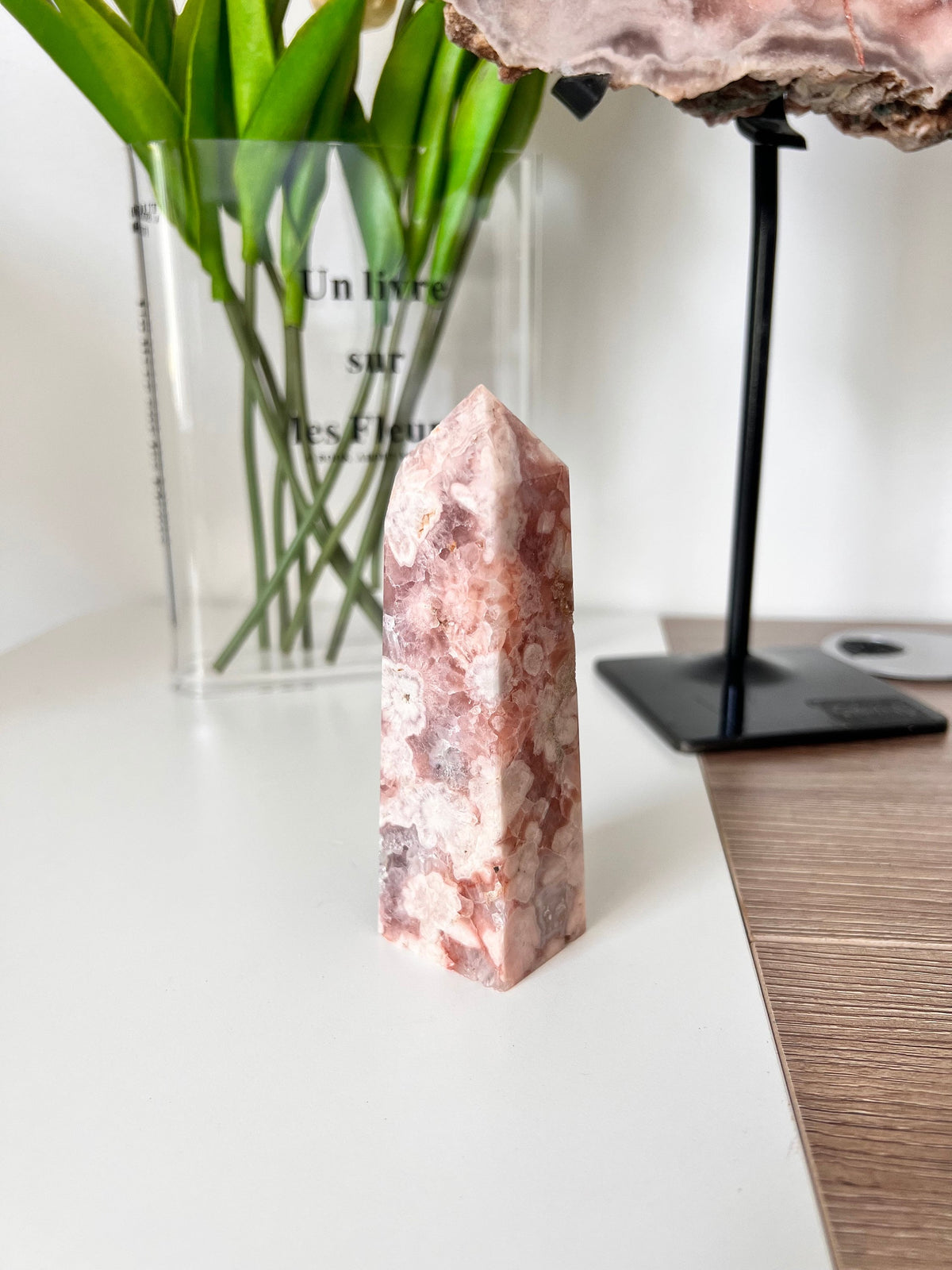 Pink Amethyst Flower Agate Tower: High Quality Crystal Point