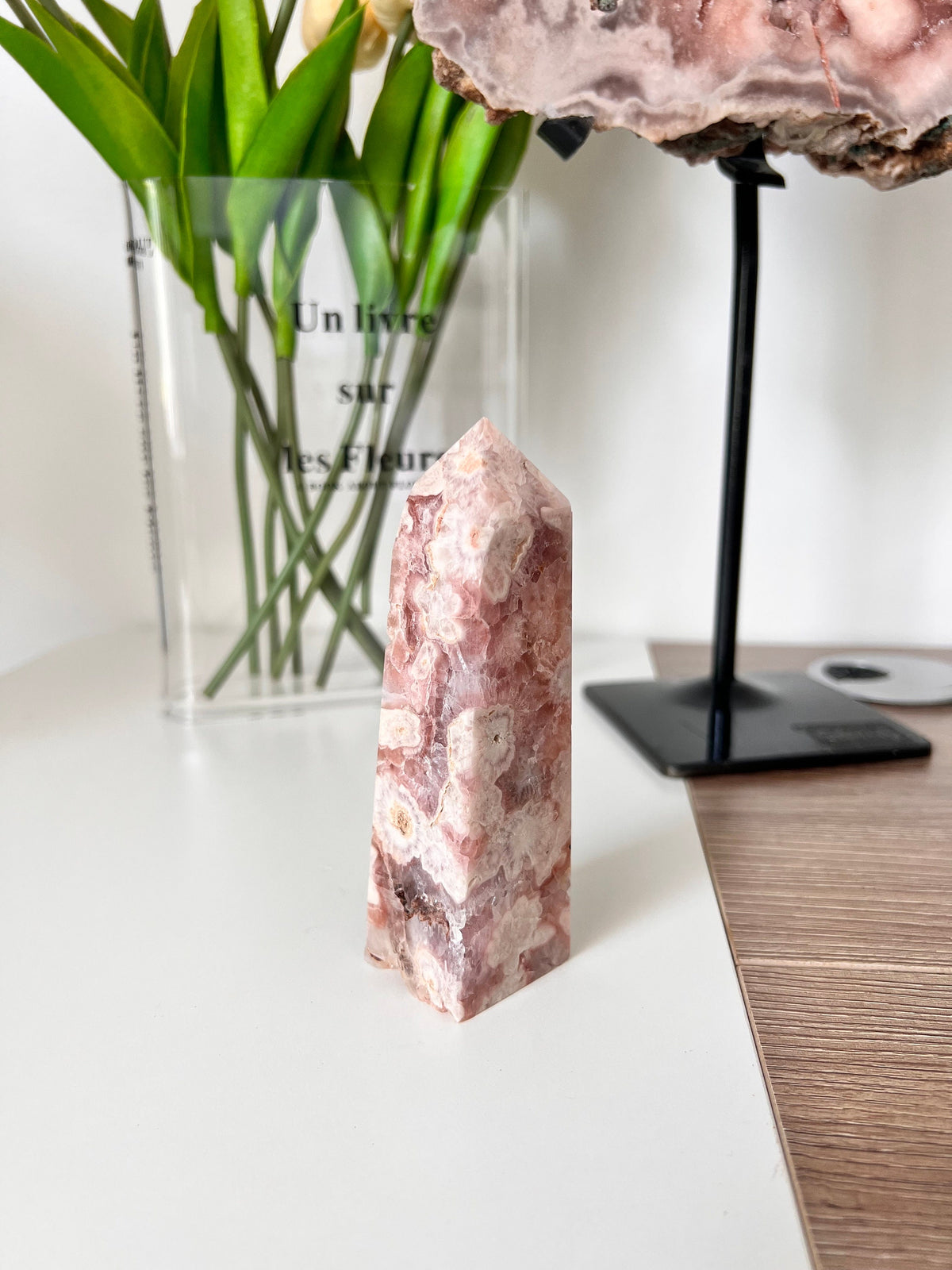 Pink Amethyst Flower Agate Tower: High Quality Crystal Point