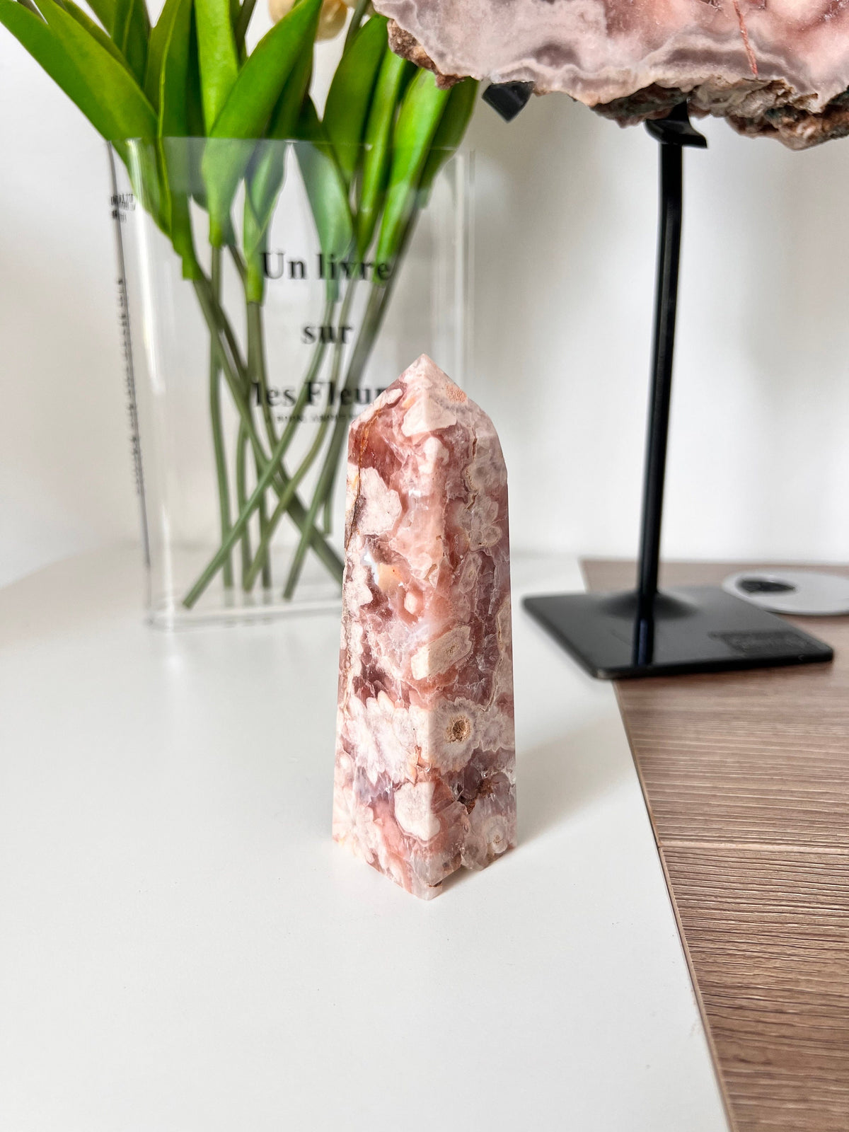 Pink Amethyst Flower Agate Tower: High Quality Crystal Point