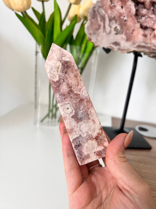 Pink Amethyst Flower Agate Tower: High Quality Crystal Point