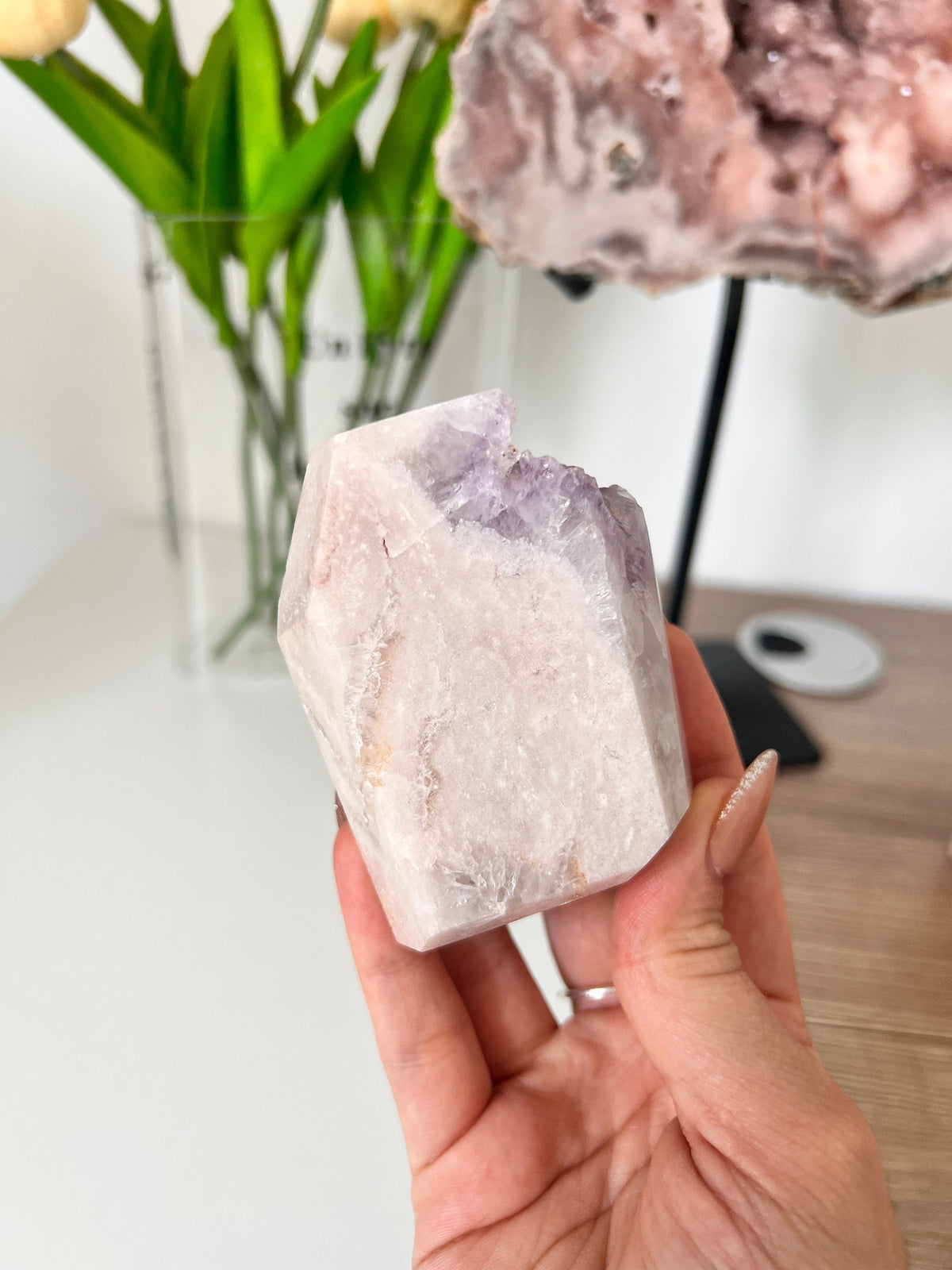 Pink Amethyst Crystal Point, Freeform Display (0.66lbs)
