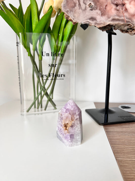 Banded Agate & Pink Amethyst Point Crystal