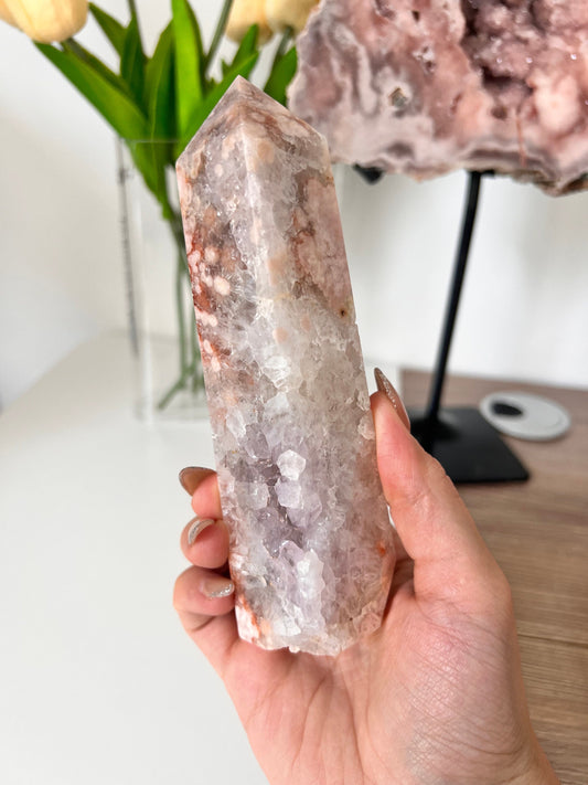 Pink Amethyst Flower Agate Crystal Tower (150mm)