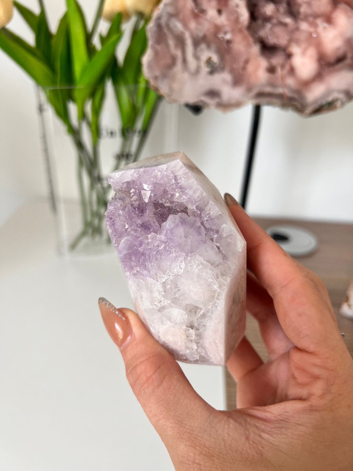Pink Amethyst Crystal Point, Freeform Display (0.66lbs)