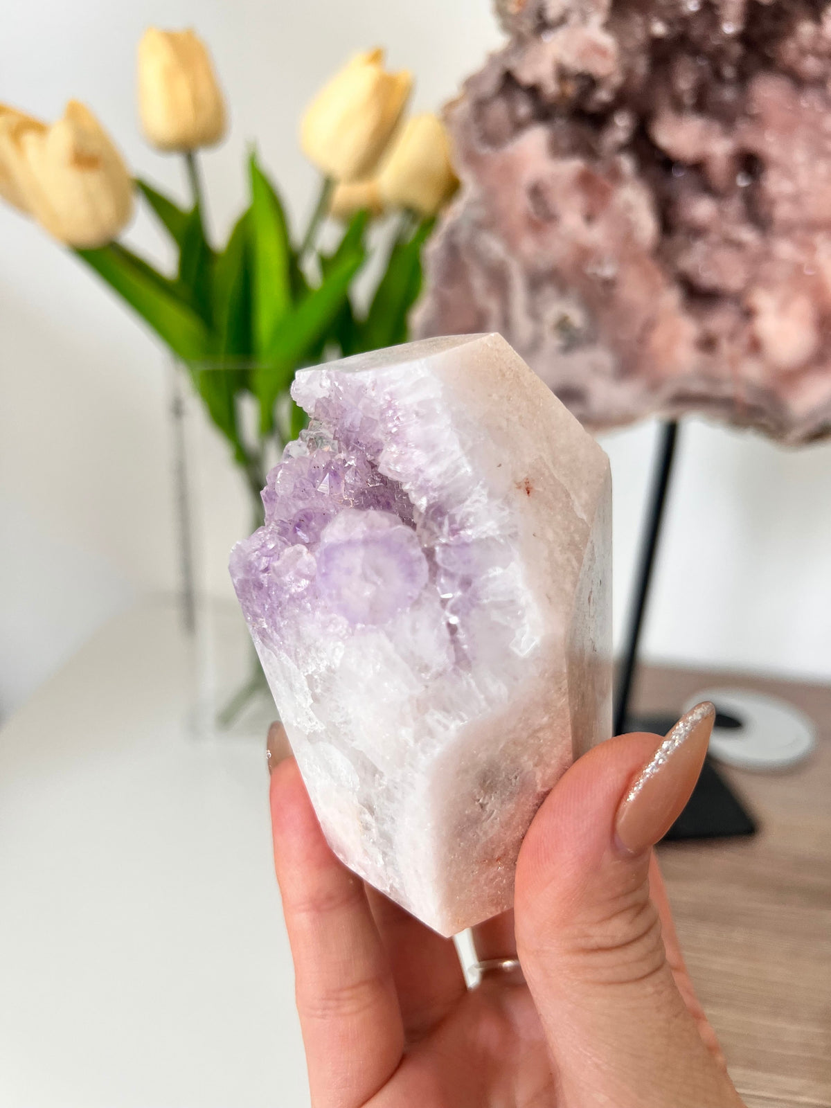 Pink Amethyst Crystal Point, Freeform Display (0.66lbs)