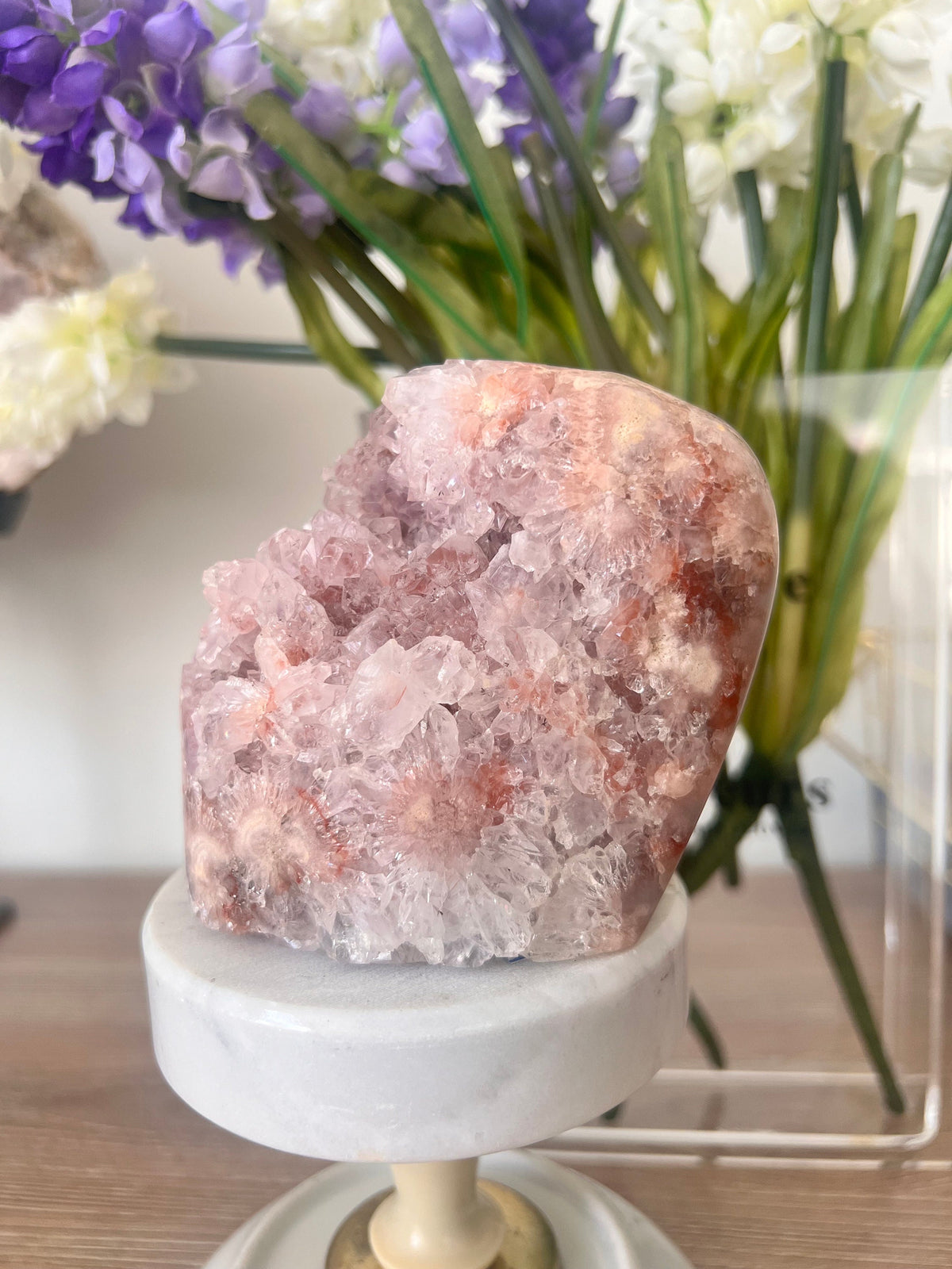 Pink Amethyst Freeform Crystal with Flower Formations
