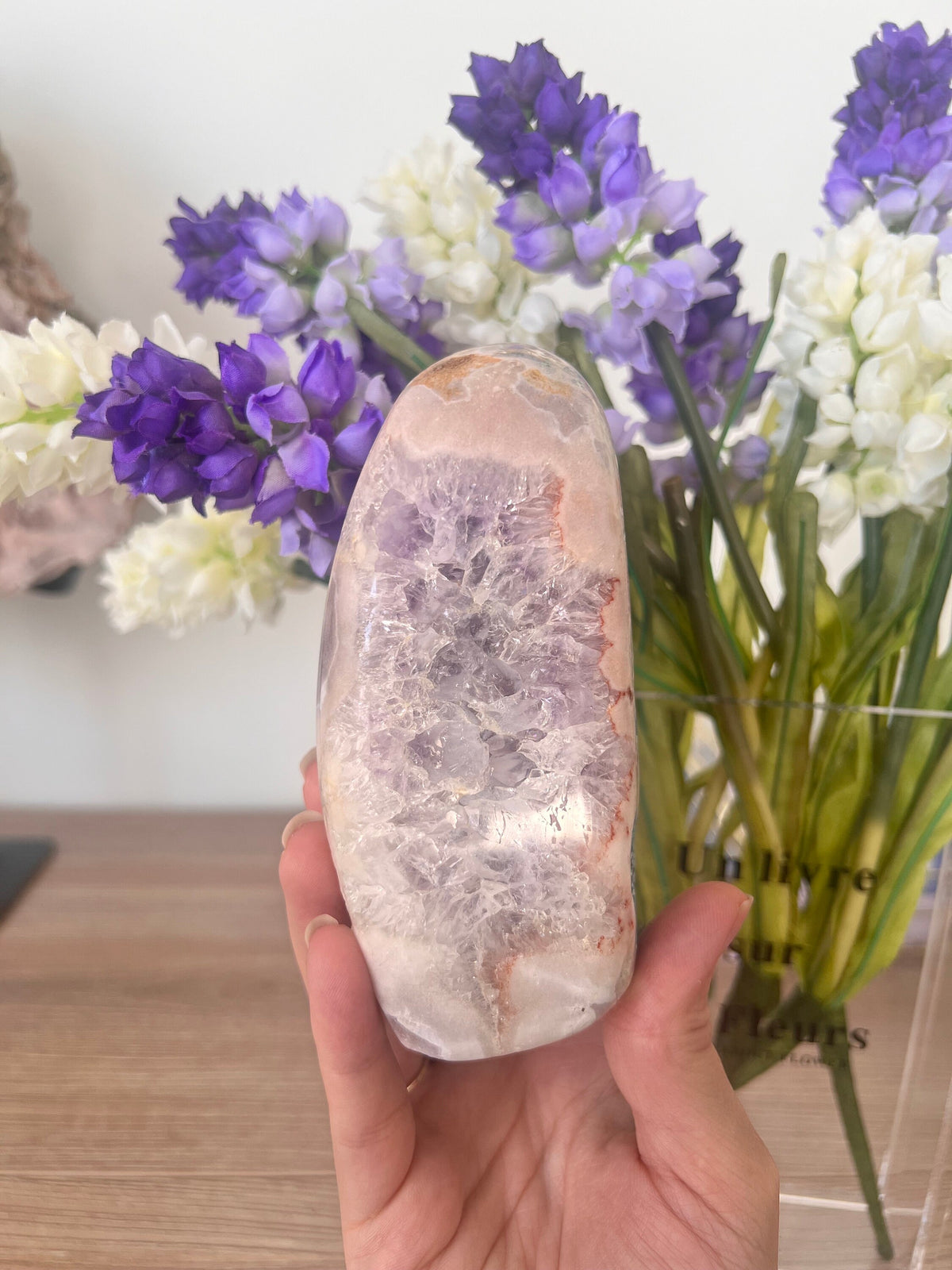 Pink Amethyst Freeform Crystal - Quartz Detail, Self Standing