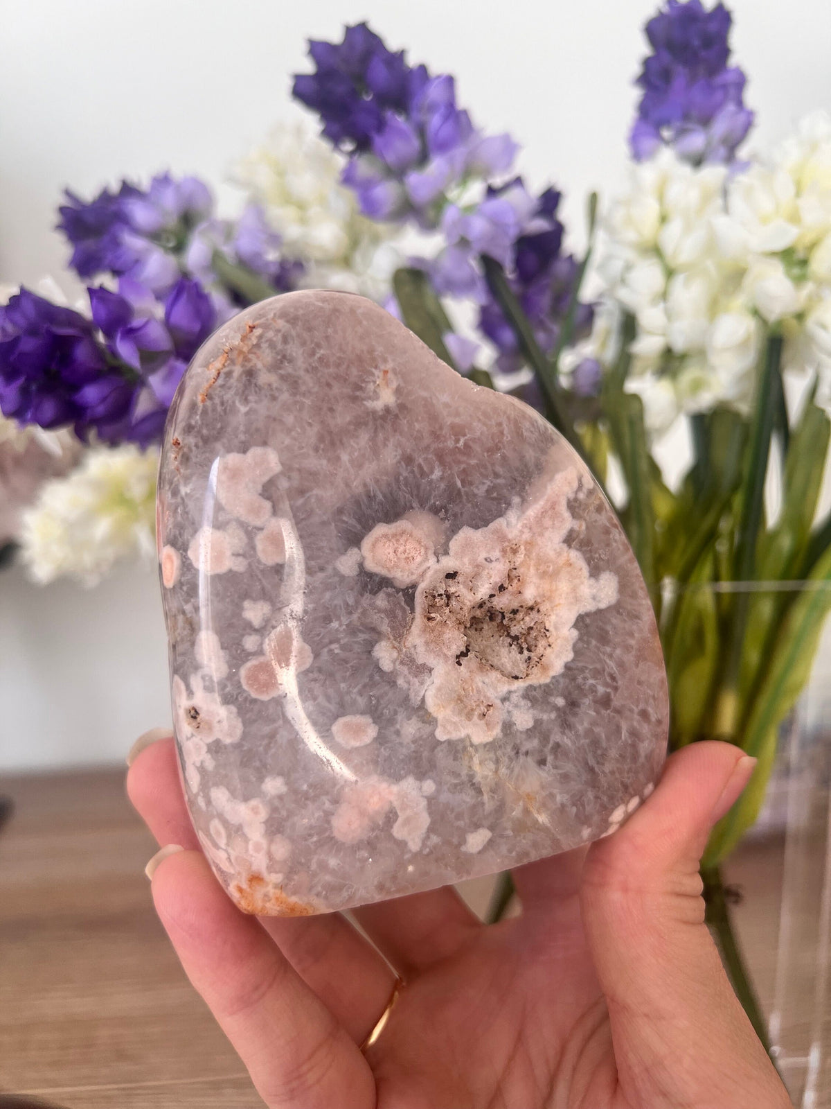 Pink Amethyst Freeform with Flower Agate & Quartz Druzy