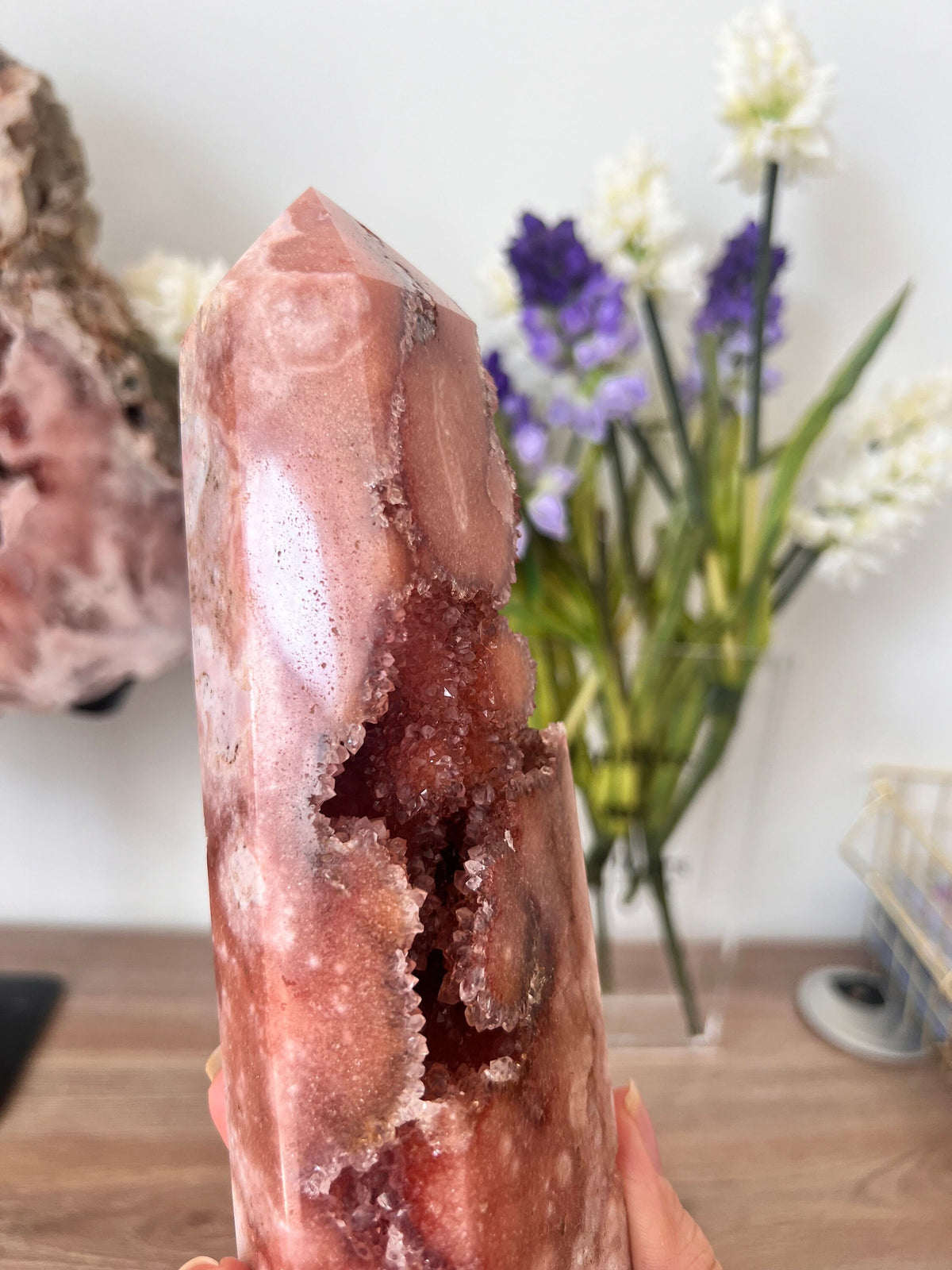 Statement Drusy Pink Amethyst Tower, 1010g Crystal Point