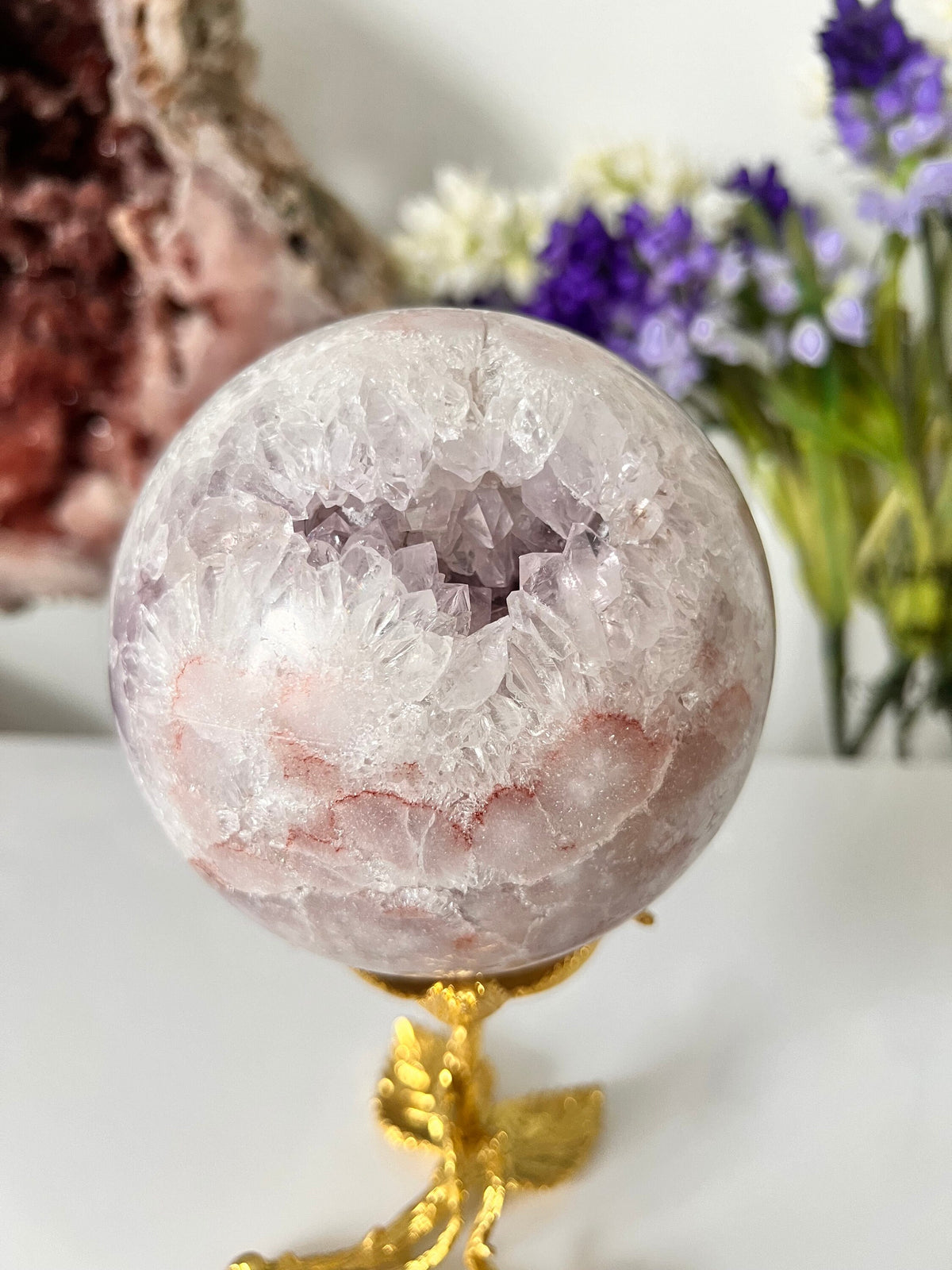 Drusy Pink Amethyst Sphere, Quartz Crystal (1516g)