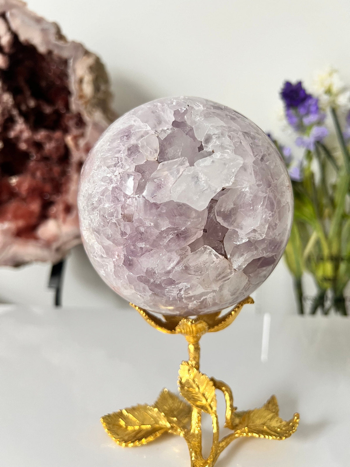 Drusy Pink Amethyst Sphere, Quartz Crystal (1516g)