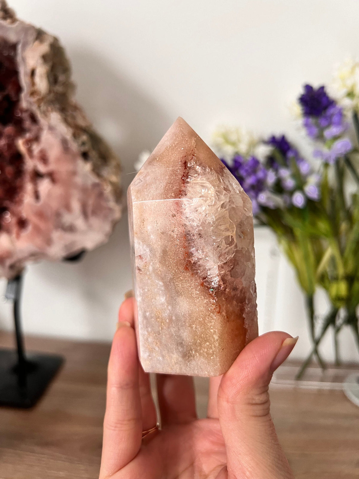 Quartz Pink Amethyst Crystal Tower - Self Standing