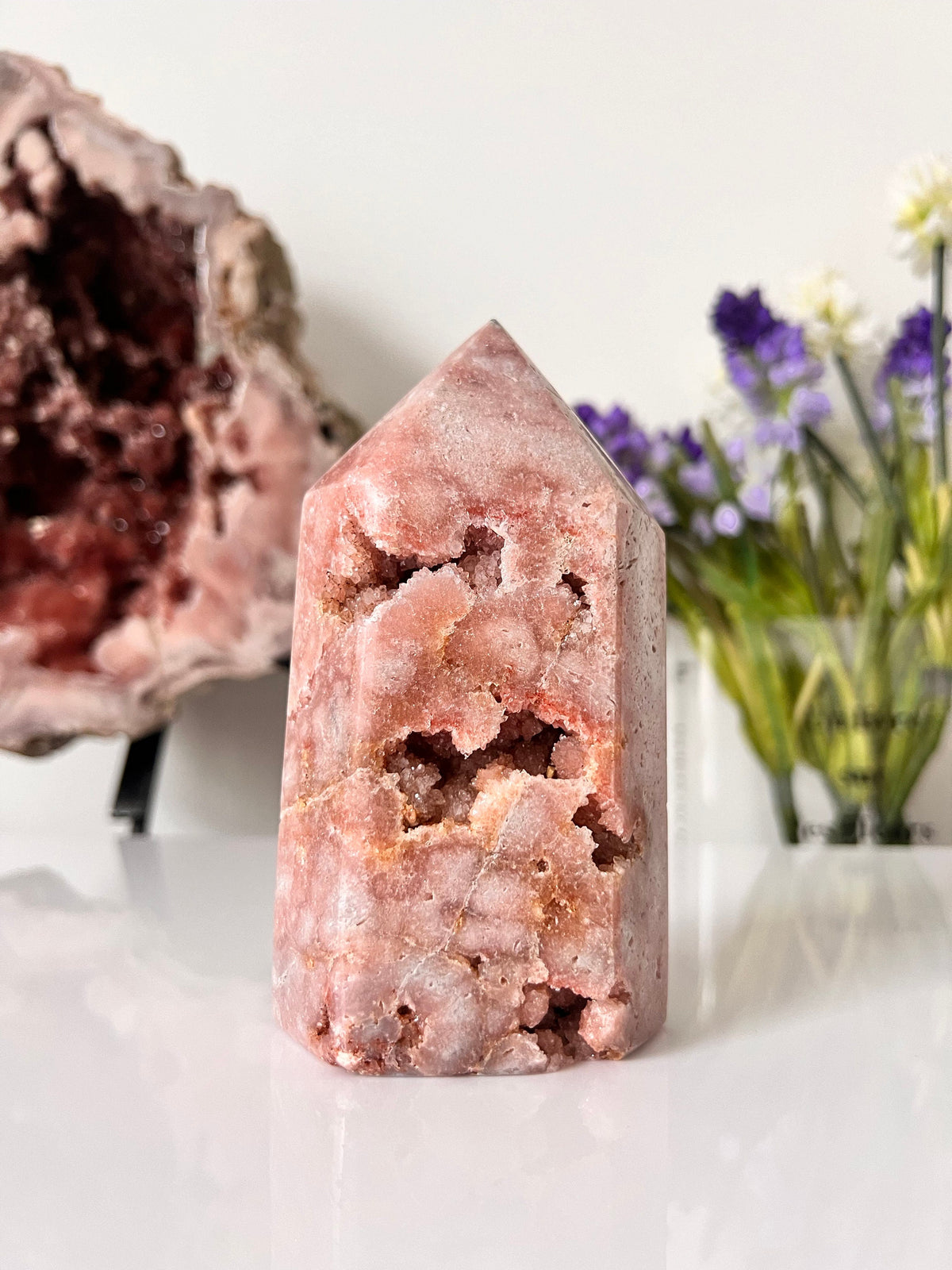 Pink Amethyst Tower with Drusy Pockets